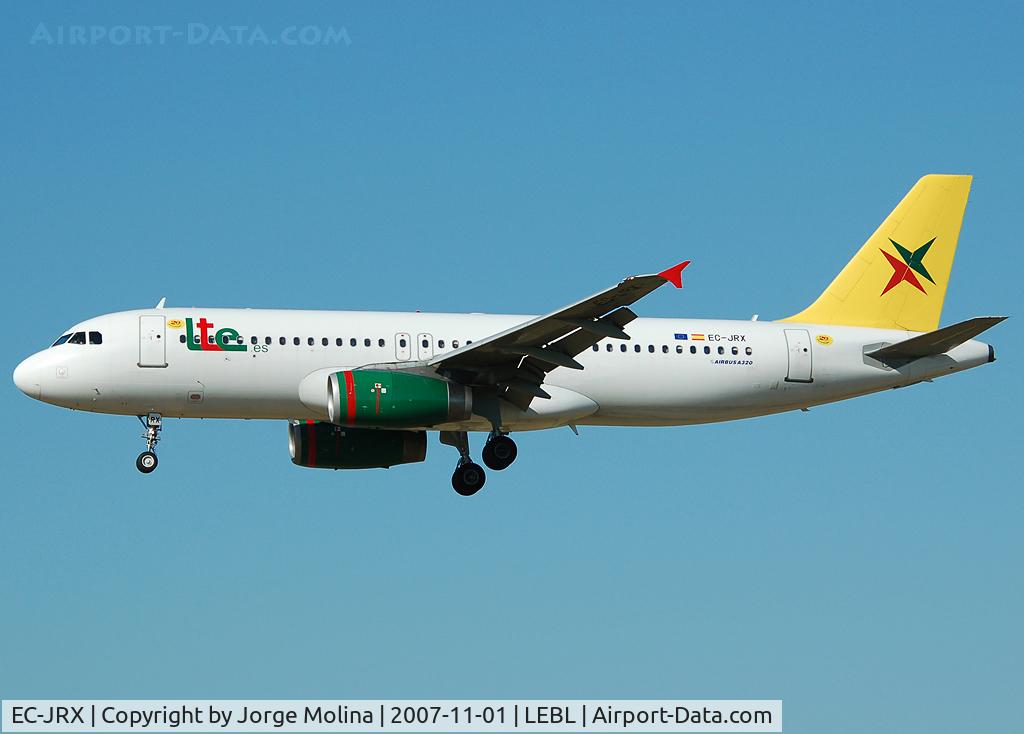 EC-JRX, 1996 Airbus A320-232 C/N 580, Operated by My Air, on short final to RWY 25R.