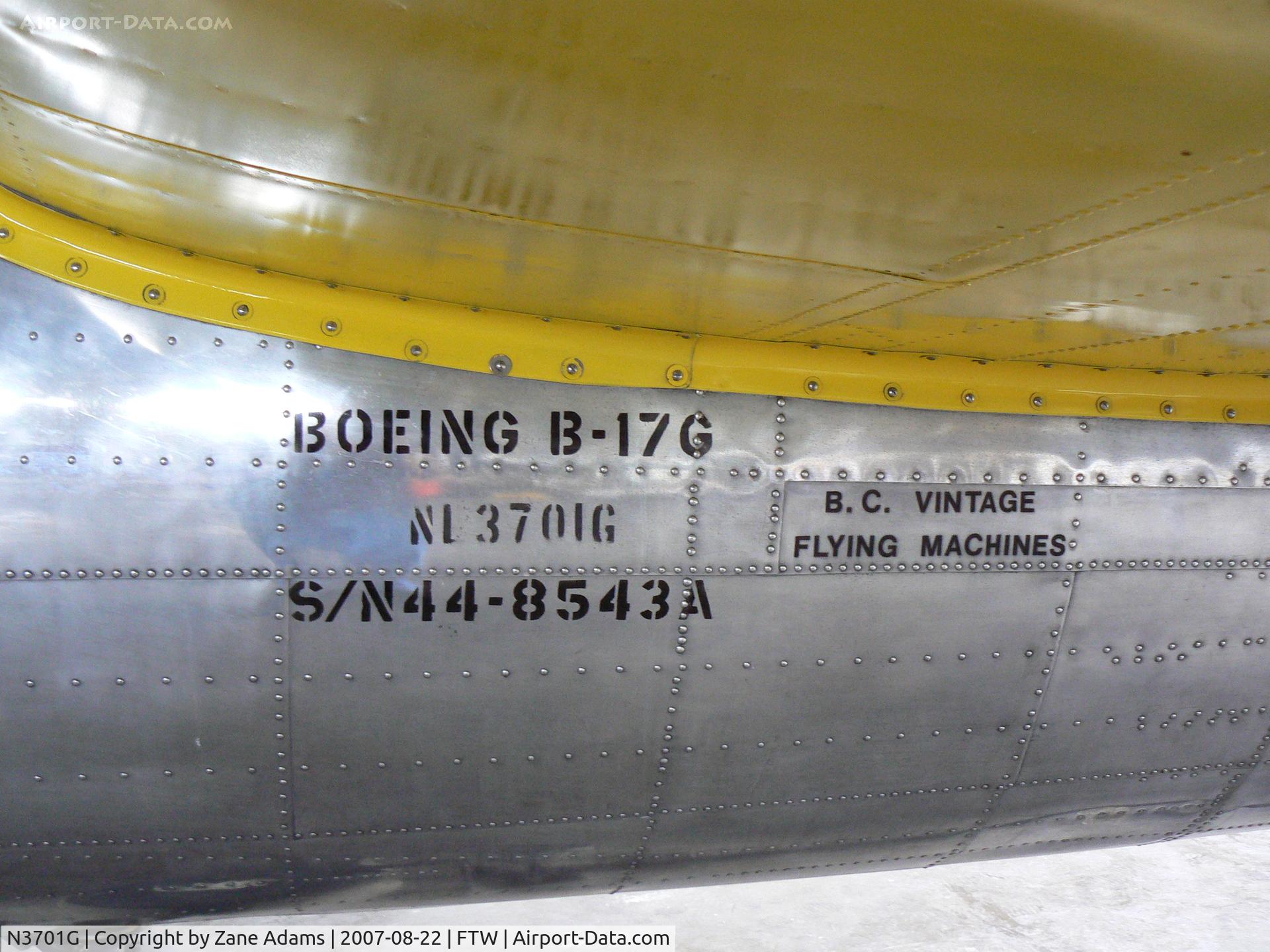 N3701G, 1944 Boeing B-17G Flying Fortress C/N 44-8543A, B-17 Chuckie - Vintage Flying Museum