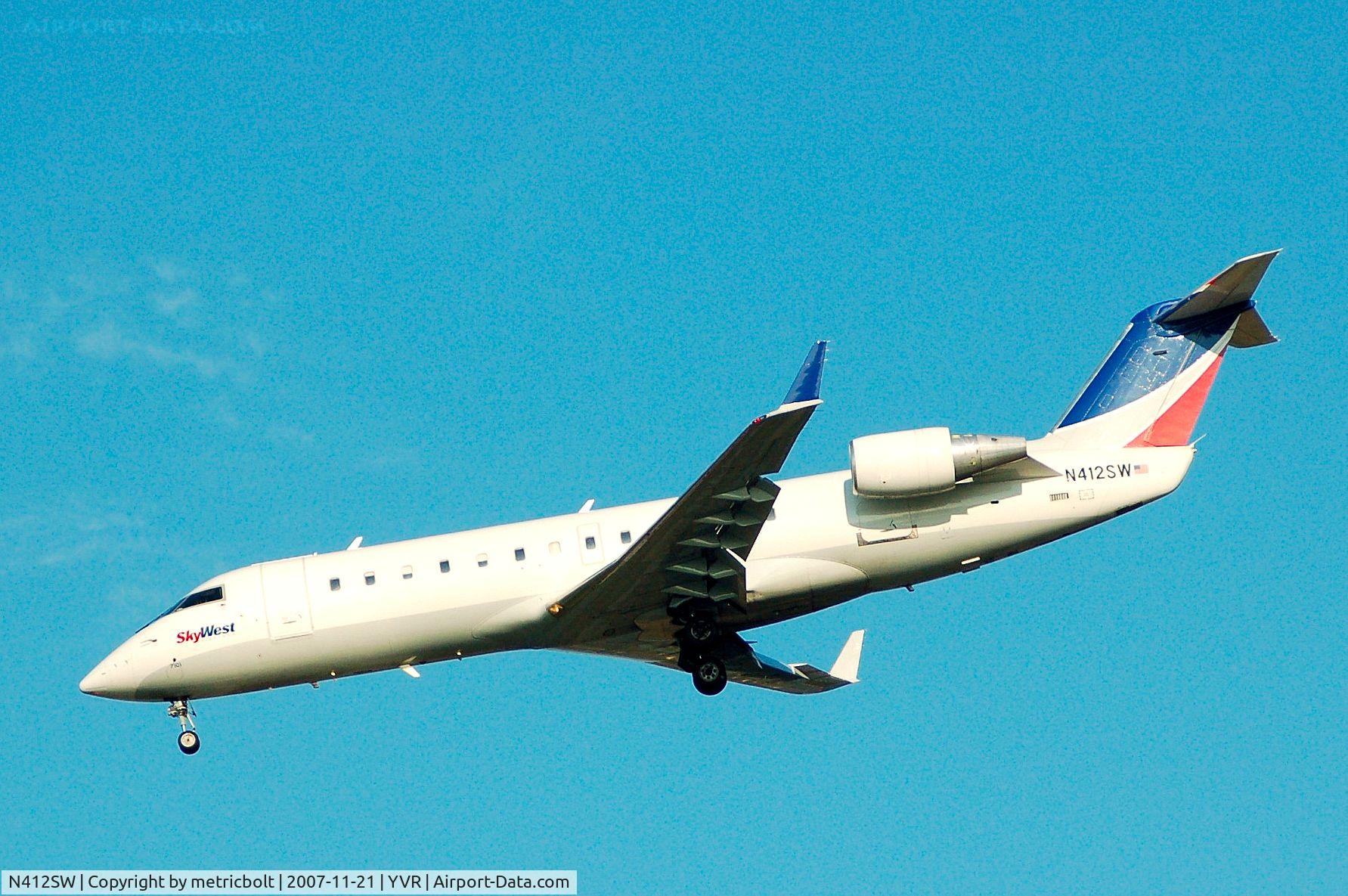 N412SW, 1995 Canadair CRJ-200ER (CL-600-2B19) C/N 7101, Operating for Delta Airlines as DL3995 from SLC