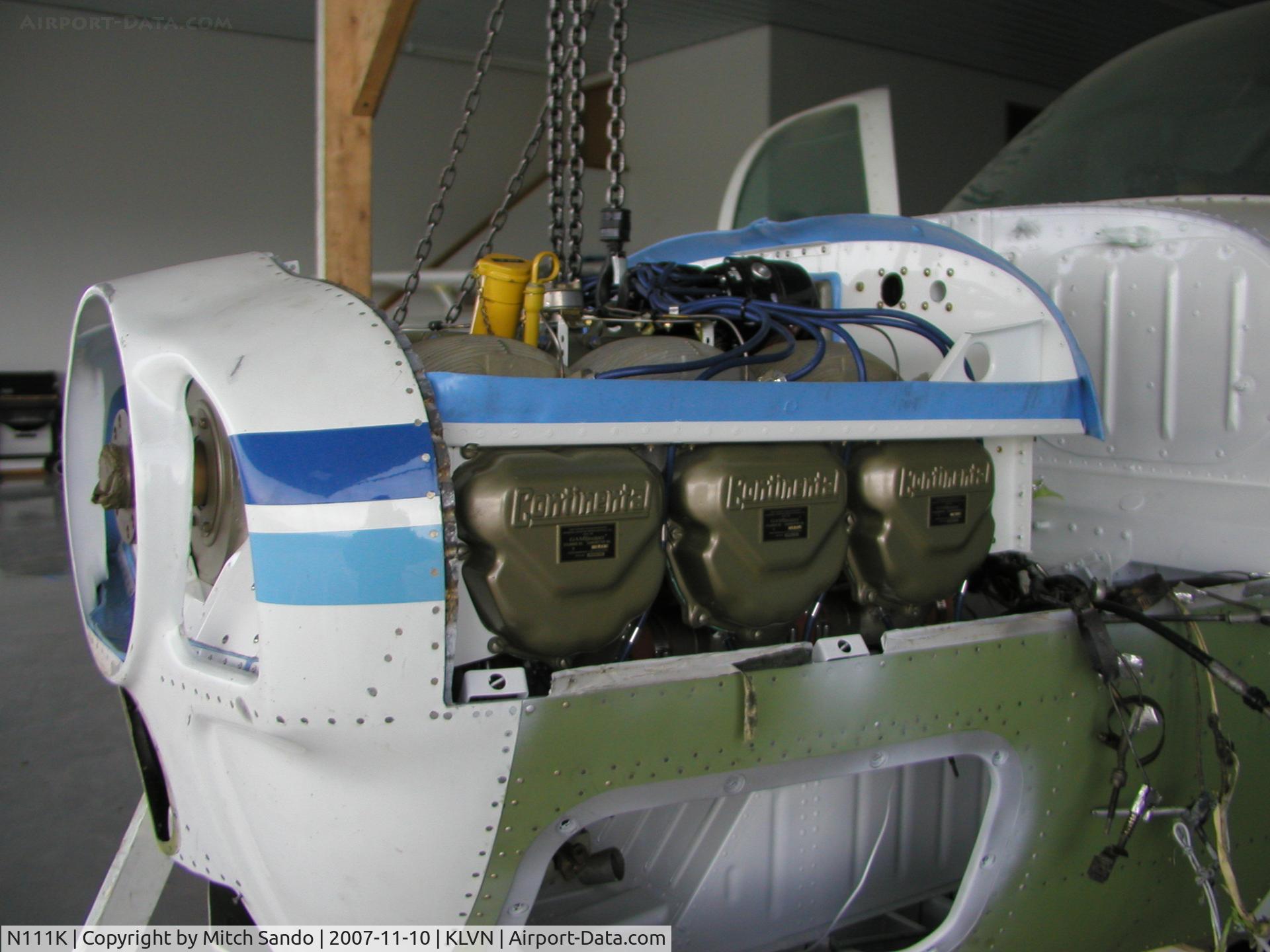 N111K, 1961 Beech N35 Bonanza C/N D-6786, Parked inside the hangar.