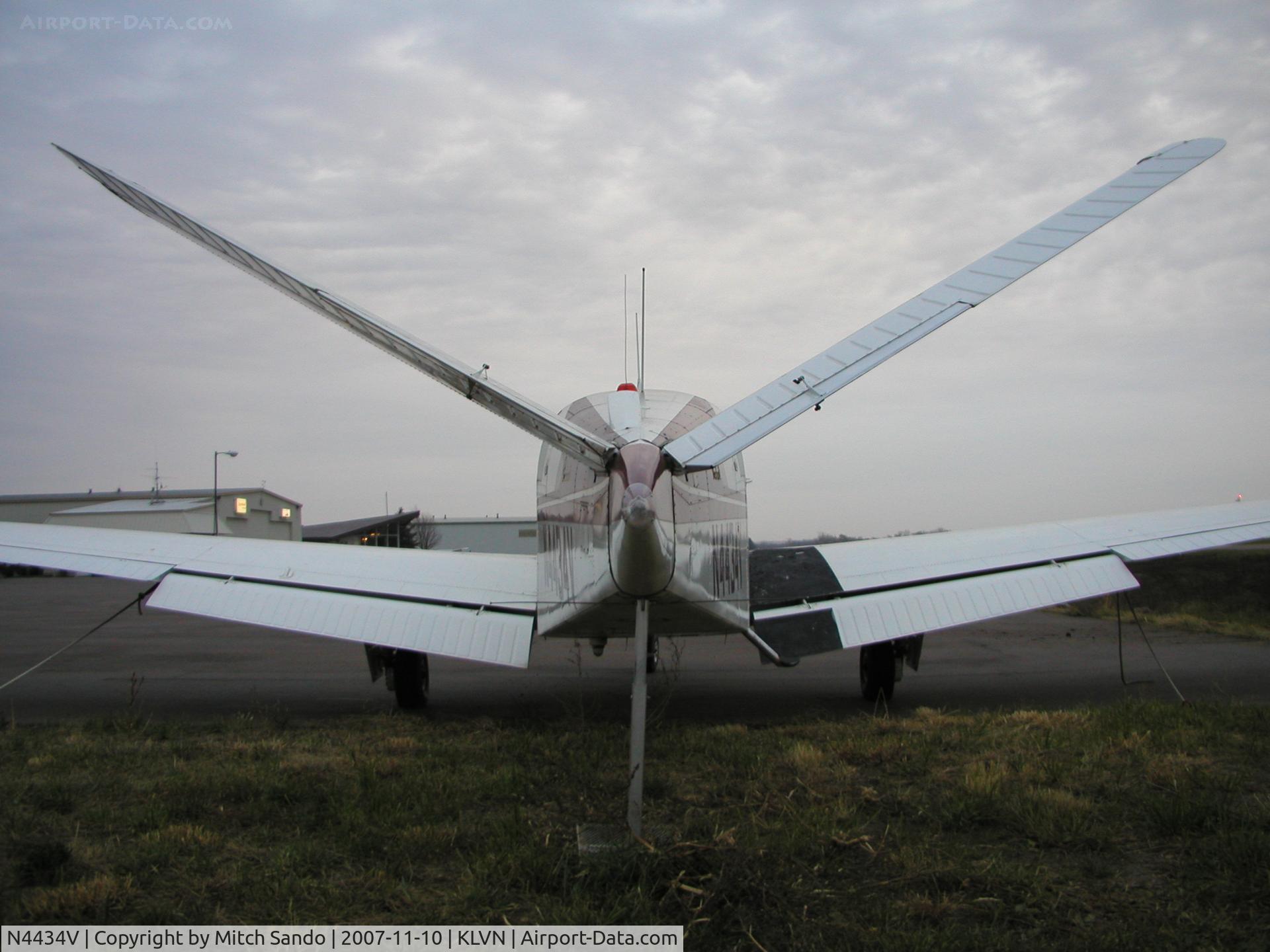 N4434V, 1947 Beech 35 Bonanza C/N D-1239, Parked on the ramp at Airlake.