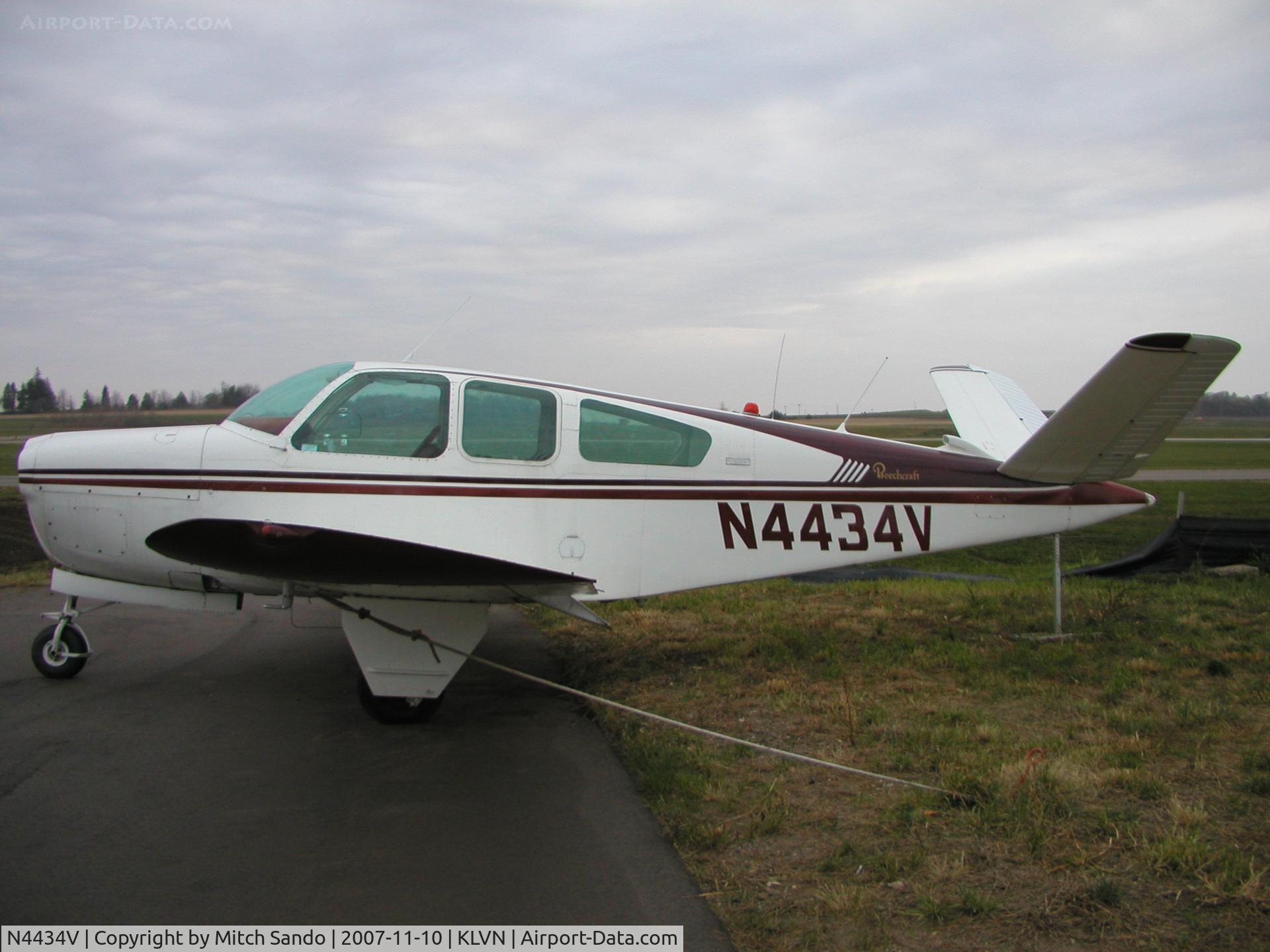N4434V, 1947 Beech 35 Bonanza C/N D-1239, Parked on the ramp at Airlake.