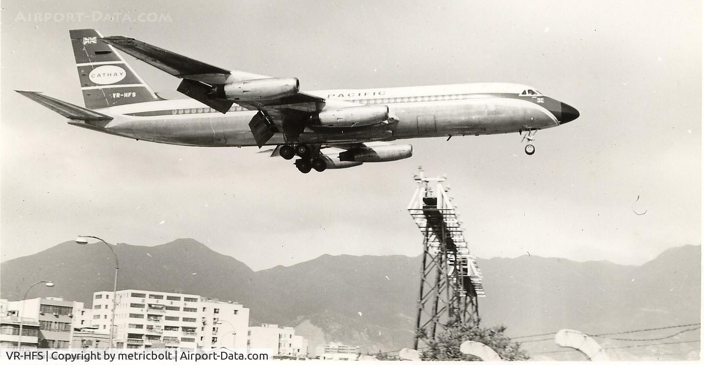 VR-HFS, 1962 Convair 880-22M-3 C/N 22-00-47M, landing at HKG Kai Tak,early 60s