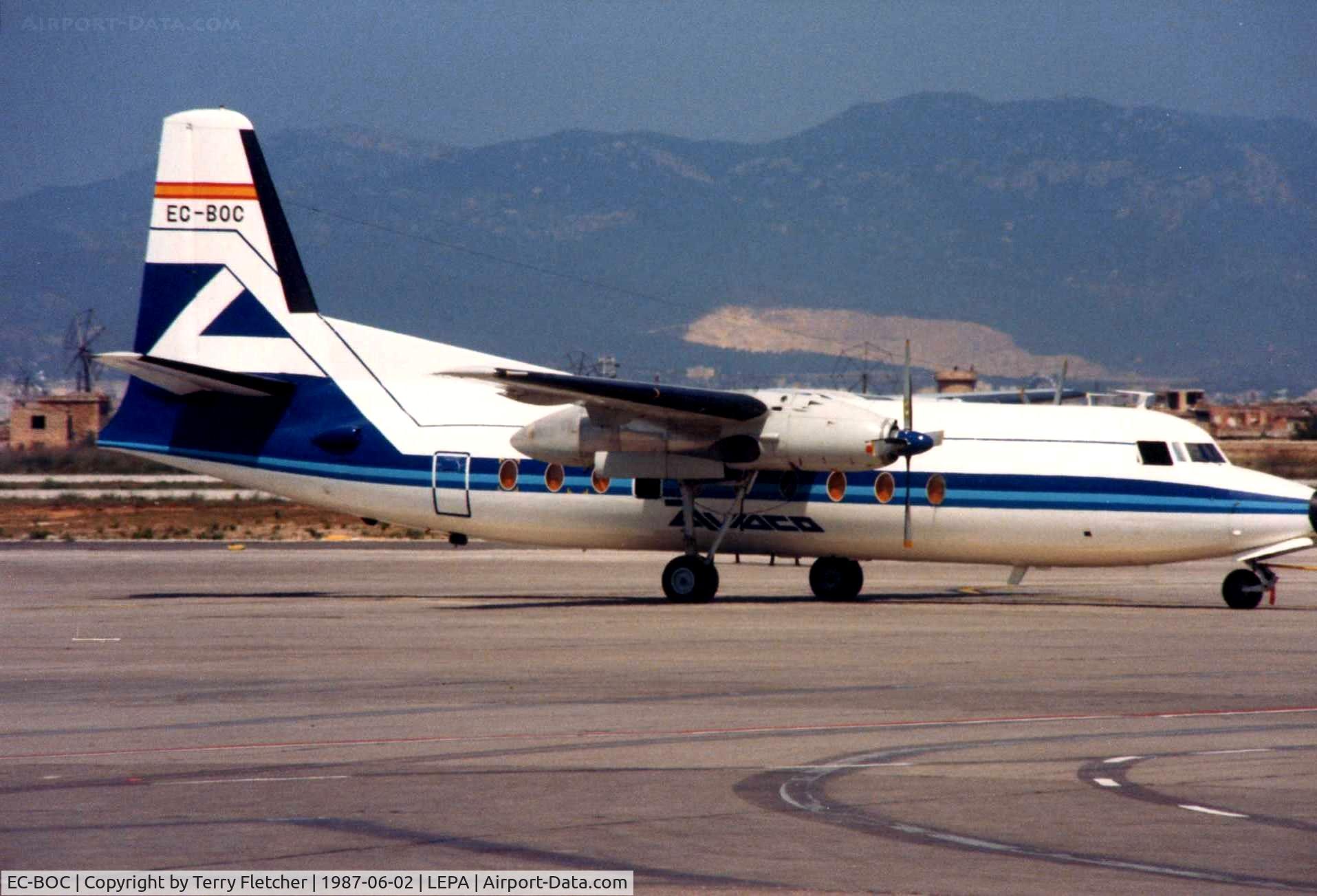 EC-BOC, 1968 Fokker F.27-600 Friendship C/N 10353, Fokker 27 (cn 10353) in old Aviaco colours - subsequently operated in Cuba as CU-T1291