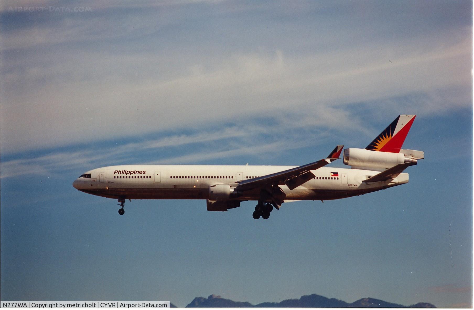 N277WA, 1995 McDonnell Douglas MD-11 C/N 48743, Operating into YVR for Philippine Airlines