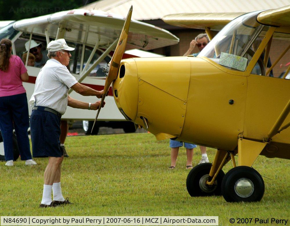 N84690, 1946 Aeronca 7AC Champion C/N 7AC-3402, The start-up sequence.  Manual start is an understatement