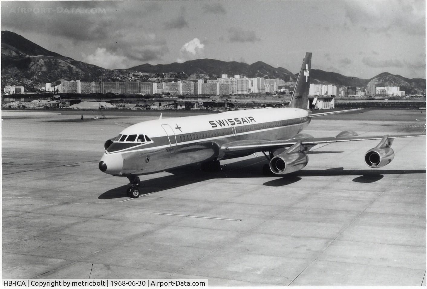 HB-ICA, 1962 Convair CV-990-30A-6 Coronado C/N 30-10-7, HKG Kai Tak airport,1968