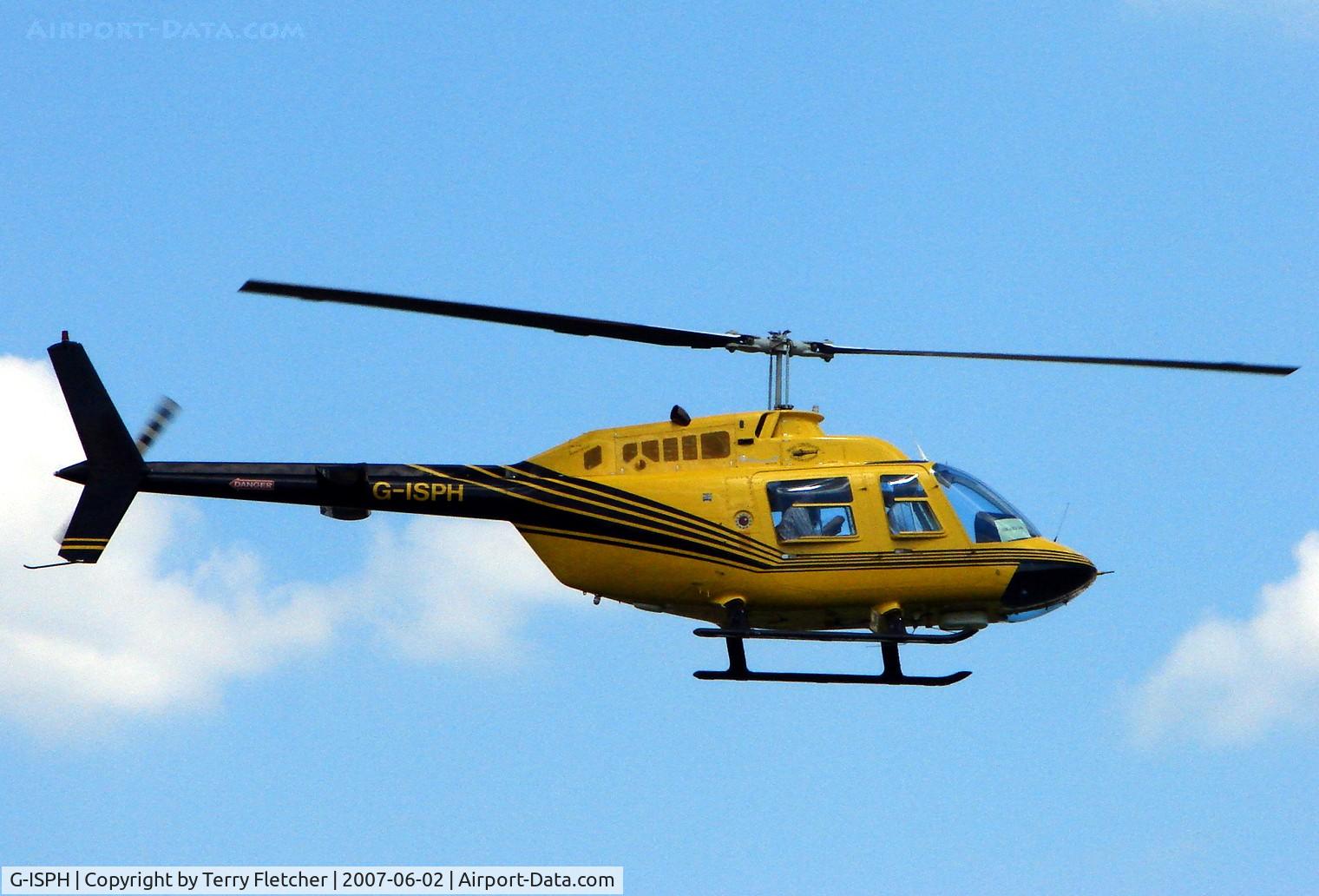 G-ISPH, 1992 Bell 206B JetRanger III C/N 4259, Helicopters arrive at the temporary Heliport on 2007 Epsom Derby Day (Horse racing)