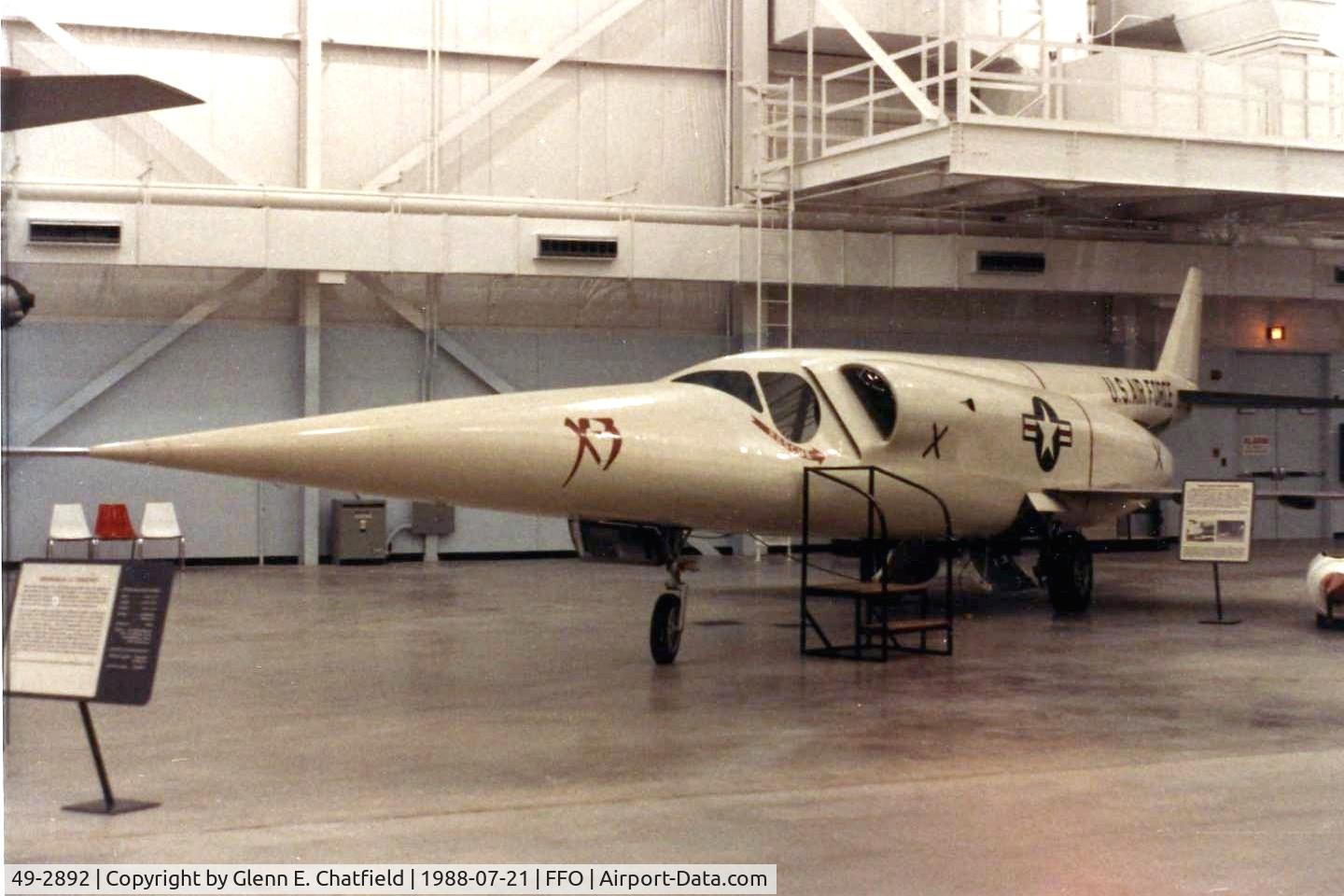 49-2892, 1949 Douglas X-3 Stiletto C/N Not found 49-2892, X-3 at the National Museum of the U.S. Air Force