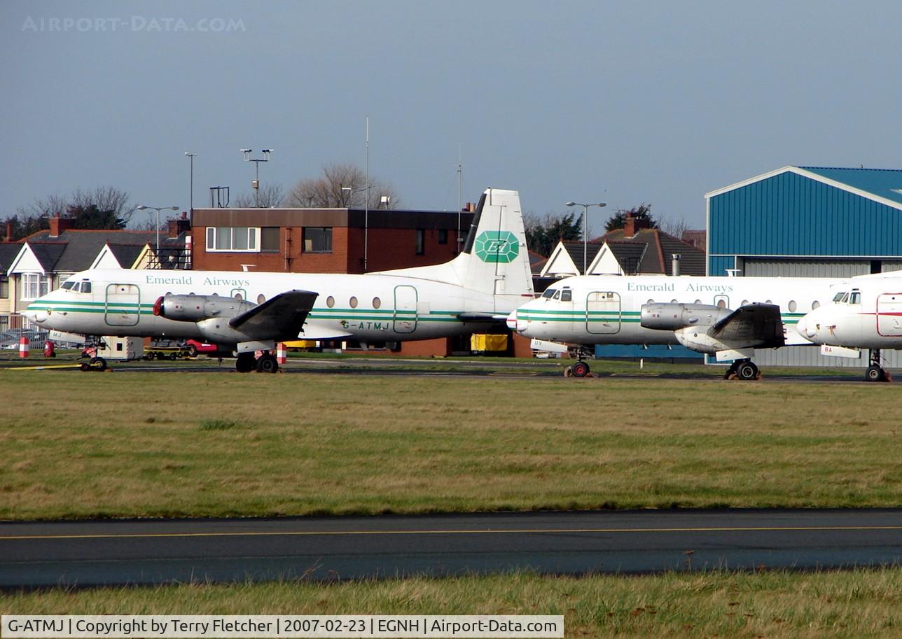 G-ATMJ, 1966 Hawker Siddeley HS.748 Series 2A C/N 1593, Just one of the many HS748s stored at Blackpool