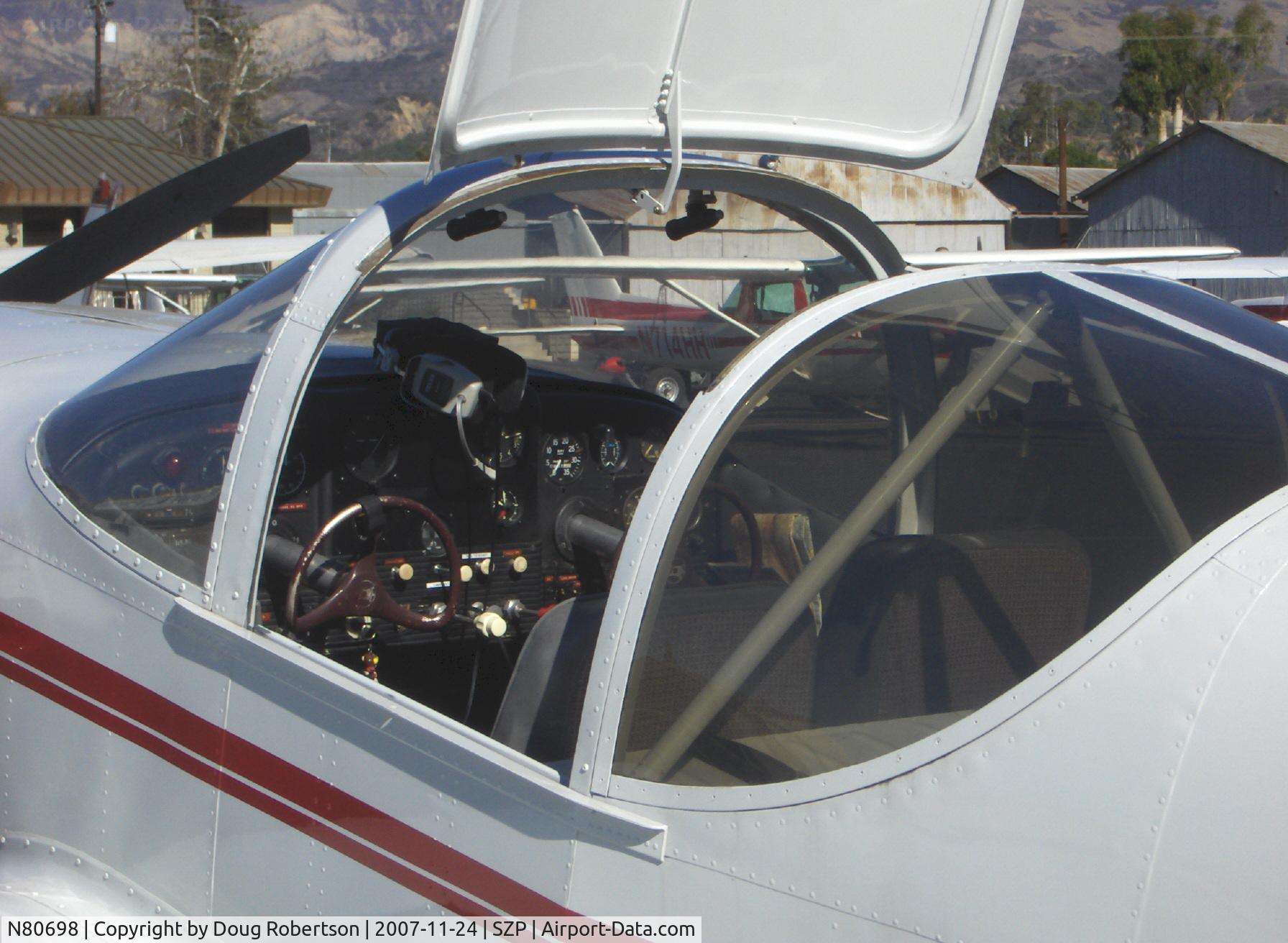N80698, 1946 Globe GC-1B Swift C/N 1103, 1946 Globe GC-1B SWIFT, Continental C145 145 Hp, cockpit, note added rollover bars
