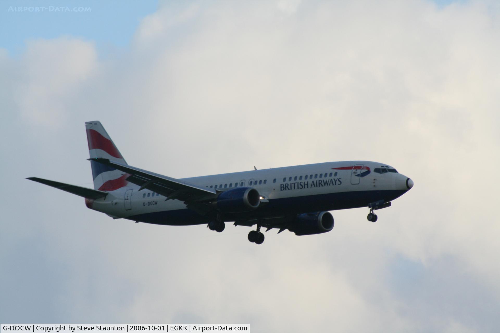 G-DOCW, 1992 Boeing 737-436 C/N 25856, Taken at Gatwick Airport October 2006