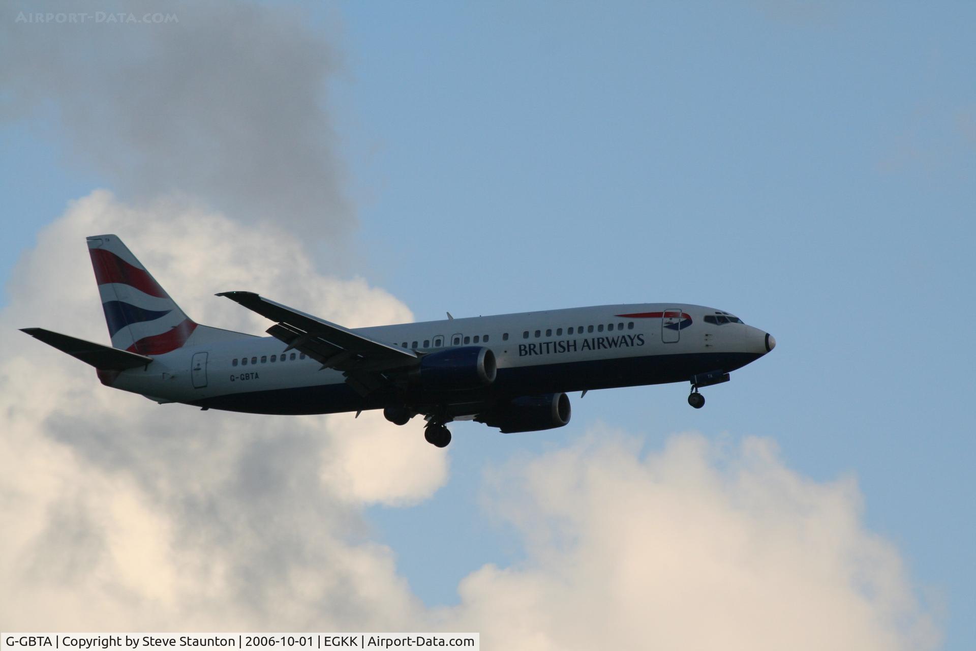 G-GBTA, 1993 Boeing 737-436 C/N 25859, Taken at Gatwick Airport October 2006