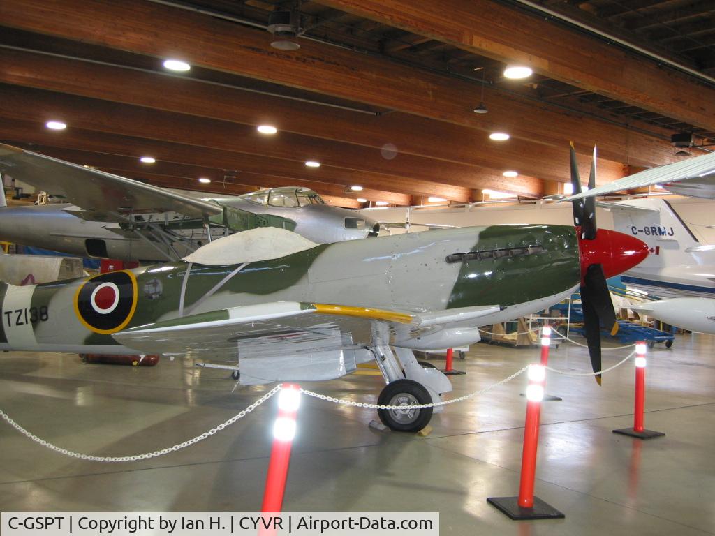 C-GSPT, Supermarine 379 Spitfire FR.XIVe C/N 6S/676505, C-GSPT in its hangar at Penta Aviation circa 2004