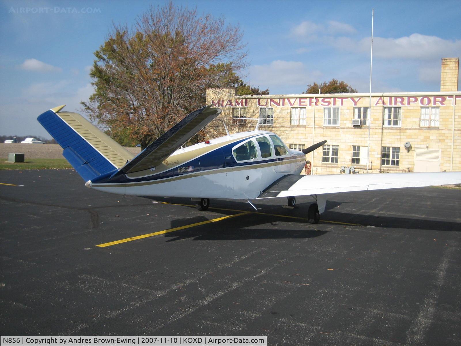 N856, 1974 Beech V35B Bonanza C/N D-9682, parked on the ramp