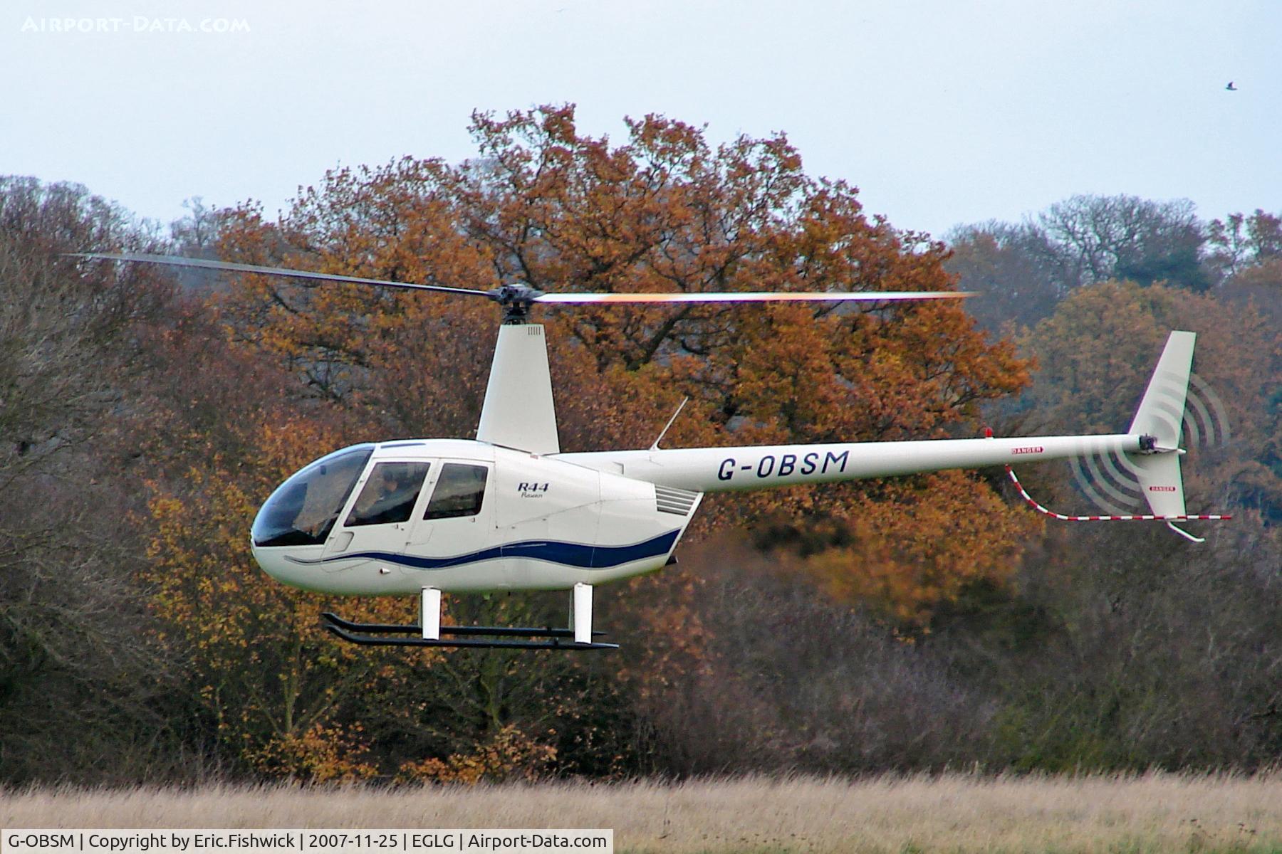 G-OBSM, 2001 Robinson R44 Raven C/N 1030, 1. G-OBSM at Panshanger airfield.