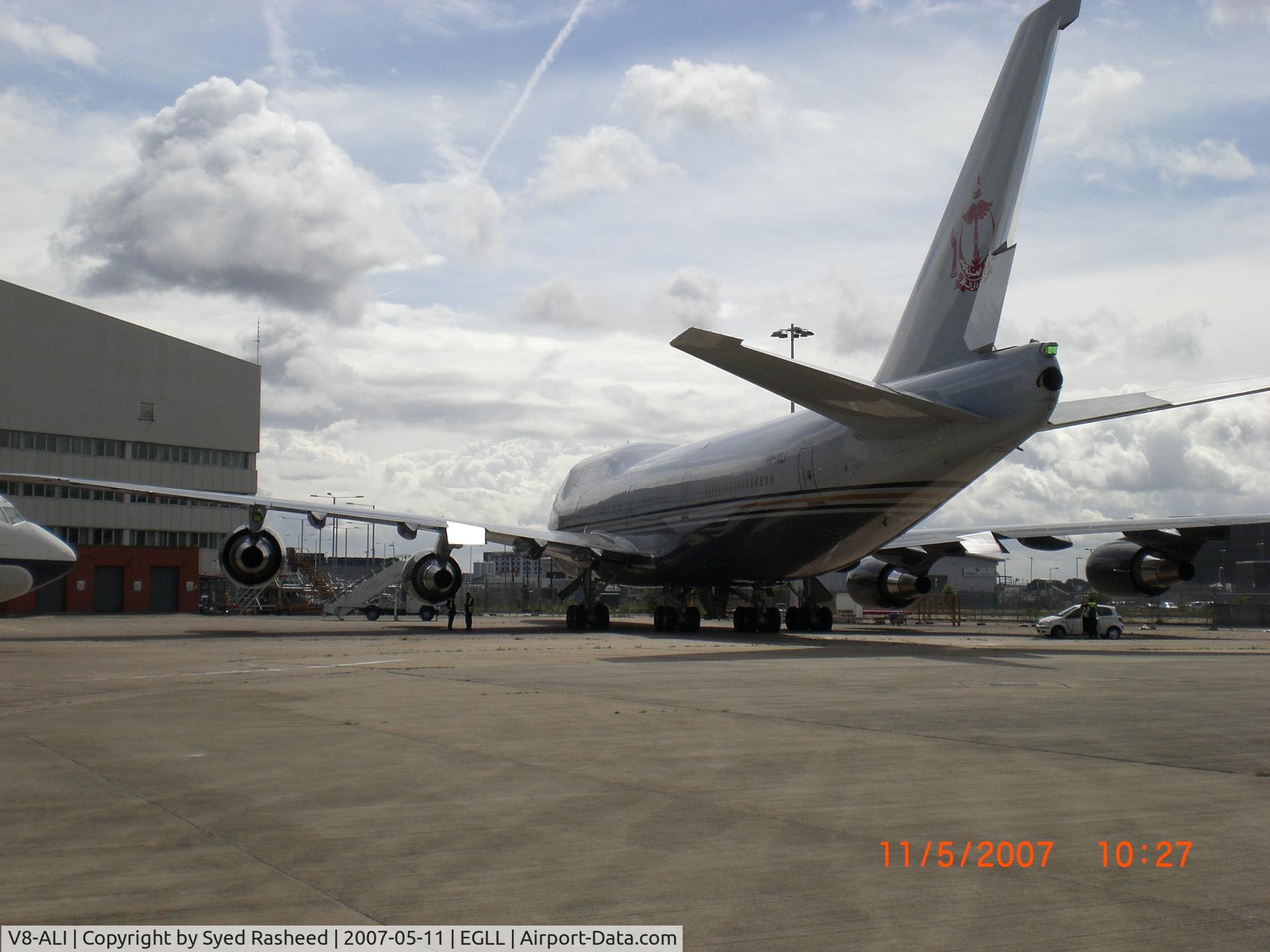 V8-ALI, 1992 Boeing 747-430 C/N 26426, B744 - Sultante of Brunei on ground @ Heathrow