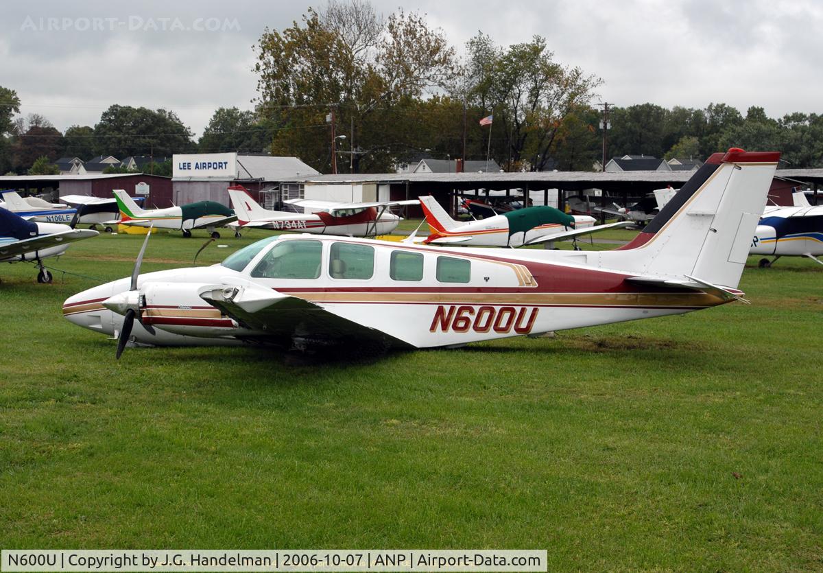 N600U, Beech 58 Baron C/N TH-1524, ran off slick wet runway onto pizza restaurant parking lot