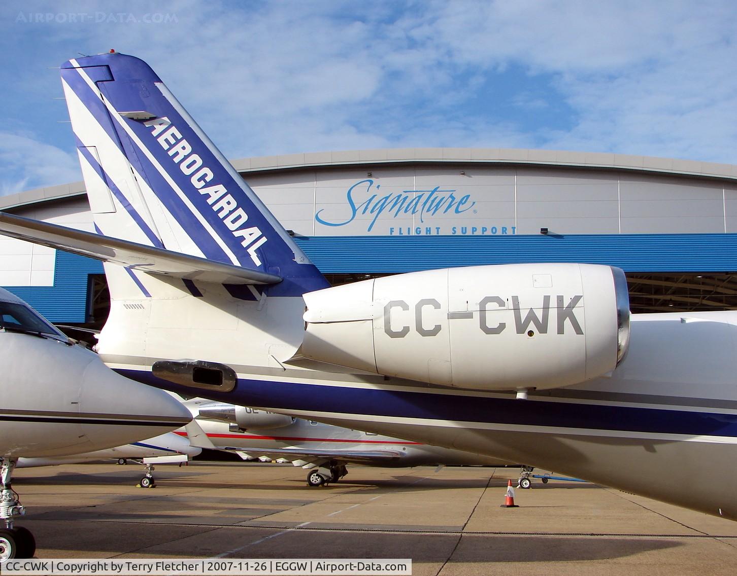 CC-CWK, 2006 Gulfstream G150 C/N 219, First Chilean bizjet I have seen in over 30 years photography , sadly parked tight up against a fence , so this was the best I could manage