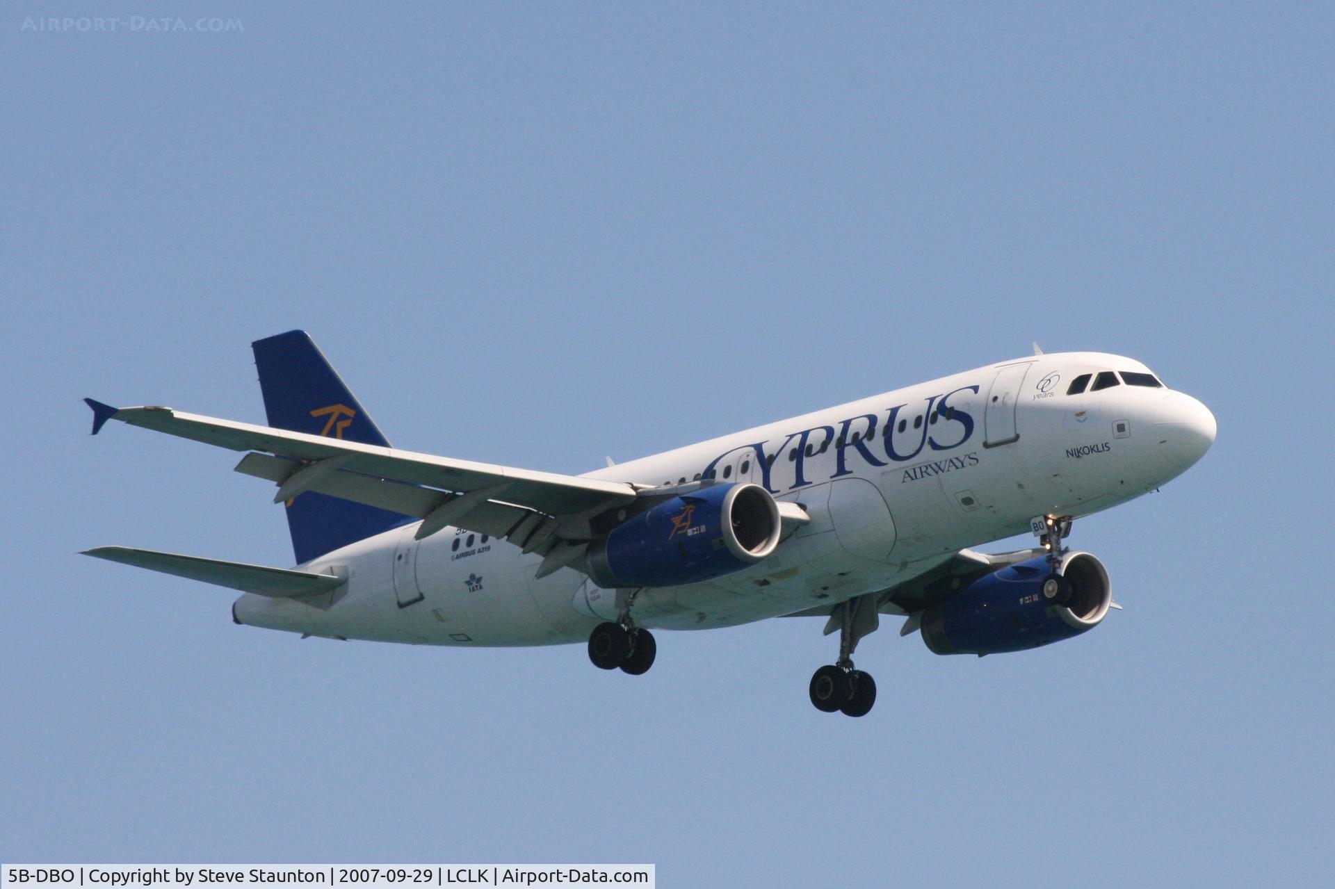 5B-DBO, 2002 Airbus A319-132 C/N 1729, Taken on a beach in Larnaca 29th September 2007