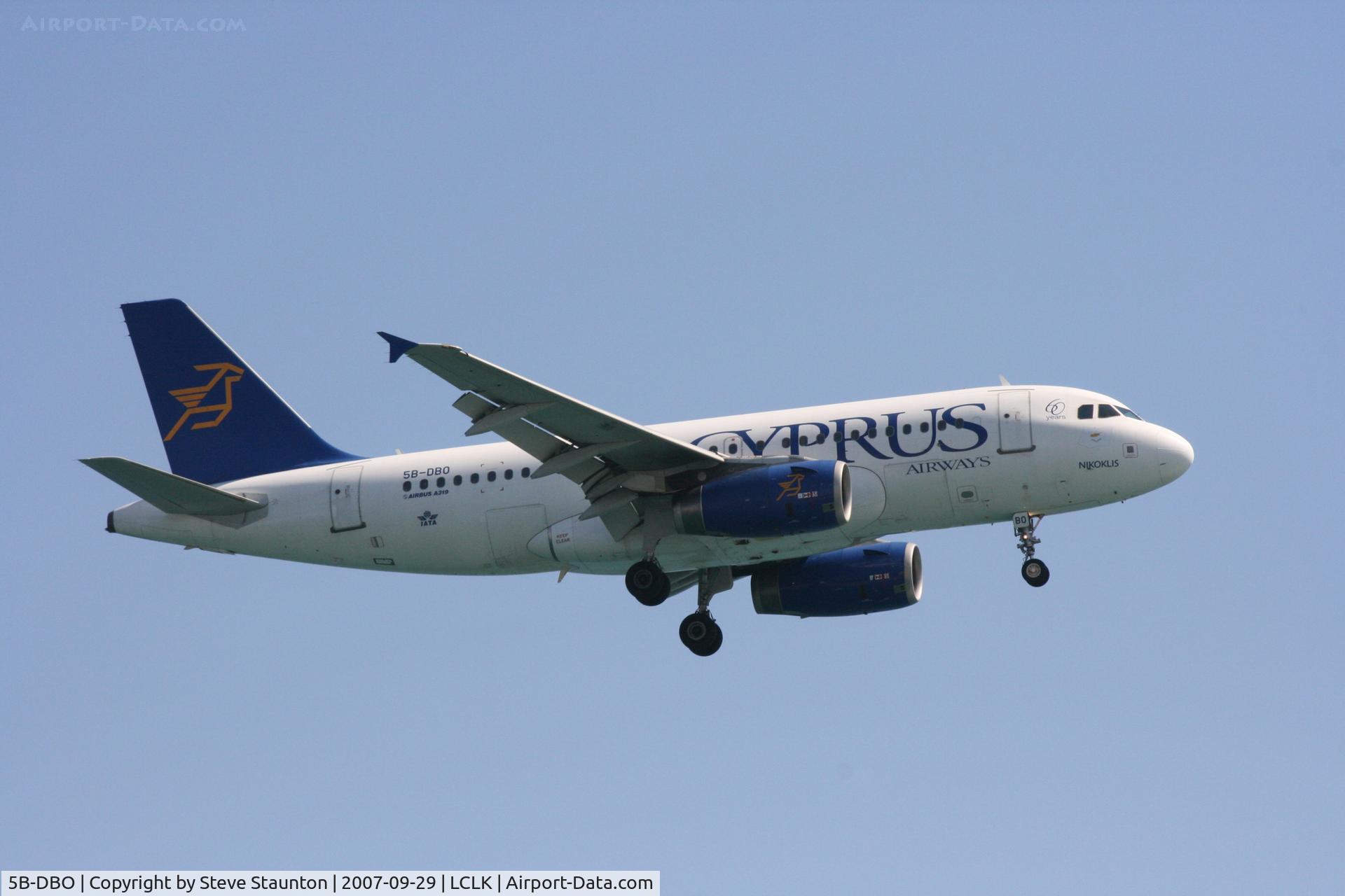 5B-DBO, 2002 Airbus A319-132 C/N 1729, Taken on a beach in Larnaca 29th September 2007