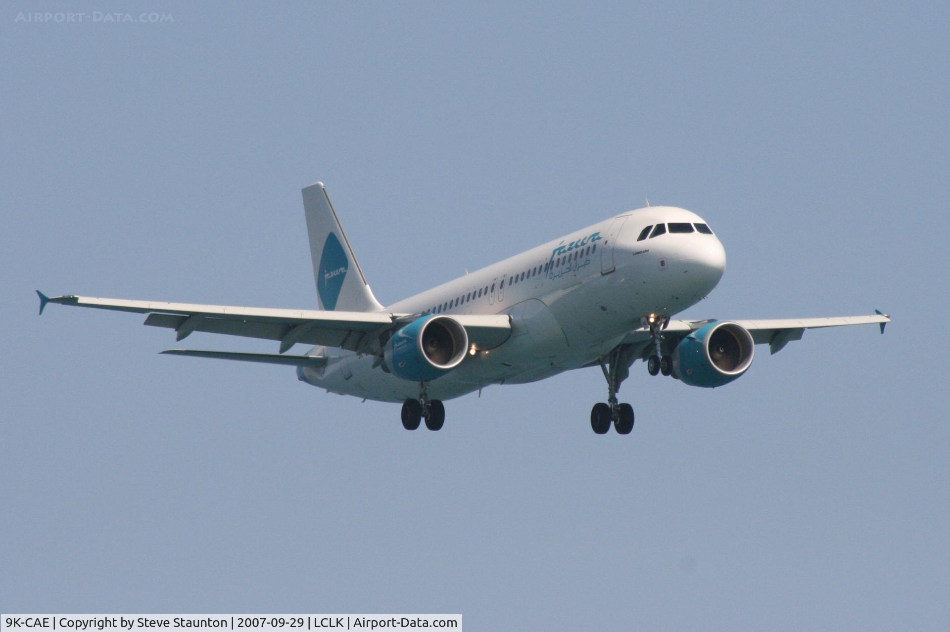 9K-CAE, 2007 Airbus A320-214 C/N 3016, Taken on a beach in Larnaca 29th September 2007