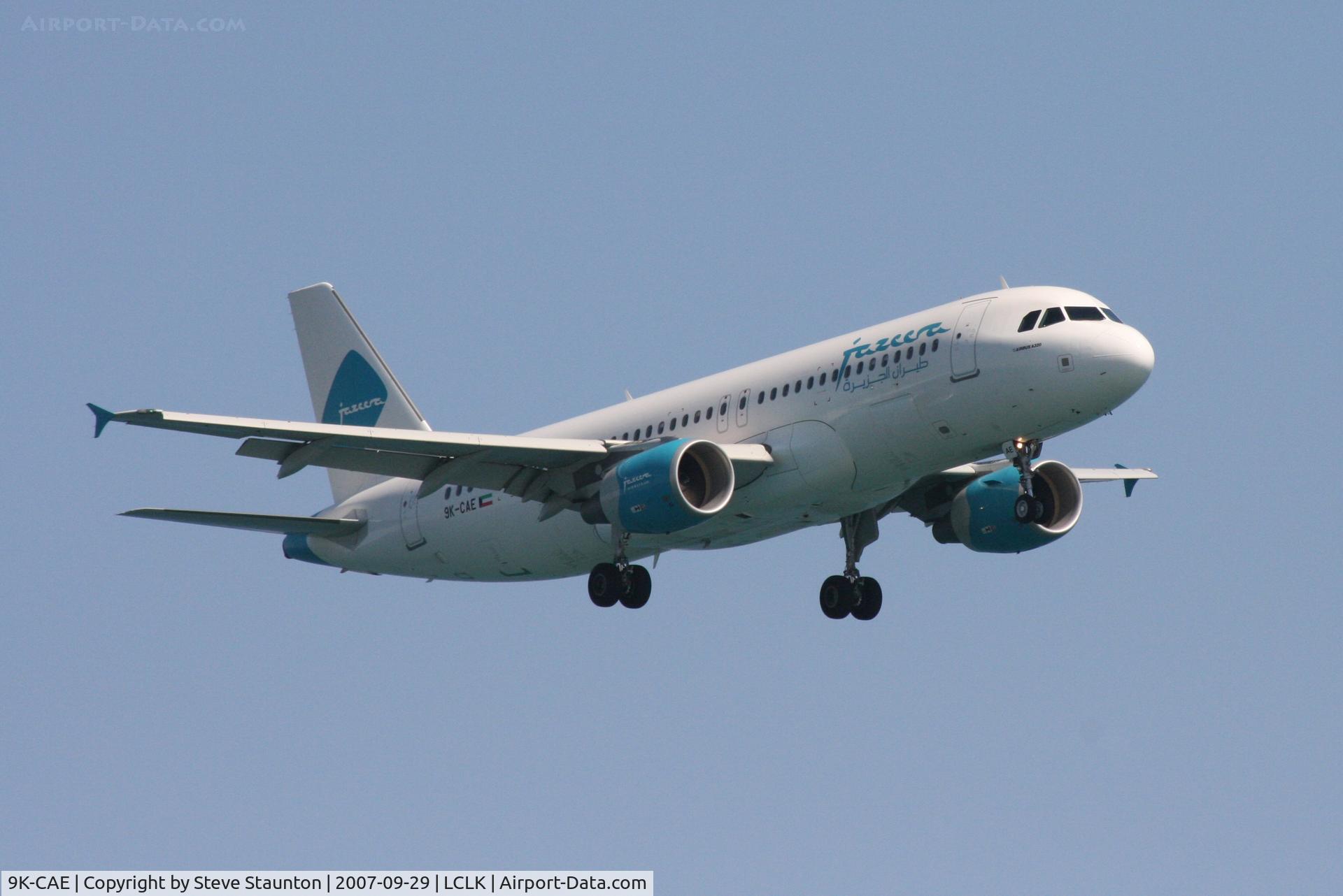 9K-CAE, 2007 Airbus A320-214 C/N 3016, Taken on a beach in Larnaca 29th September 2007