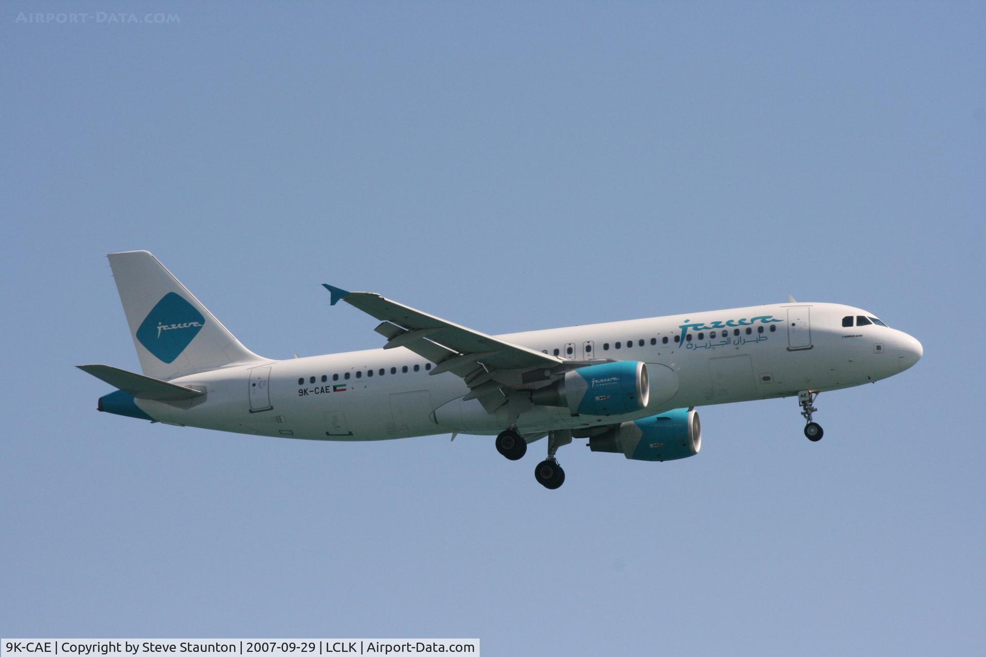 9K-CAE, 2007 Airbus A320-214 C/N 3016, Taken on a beach in Larnaca 29th September 2007