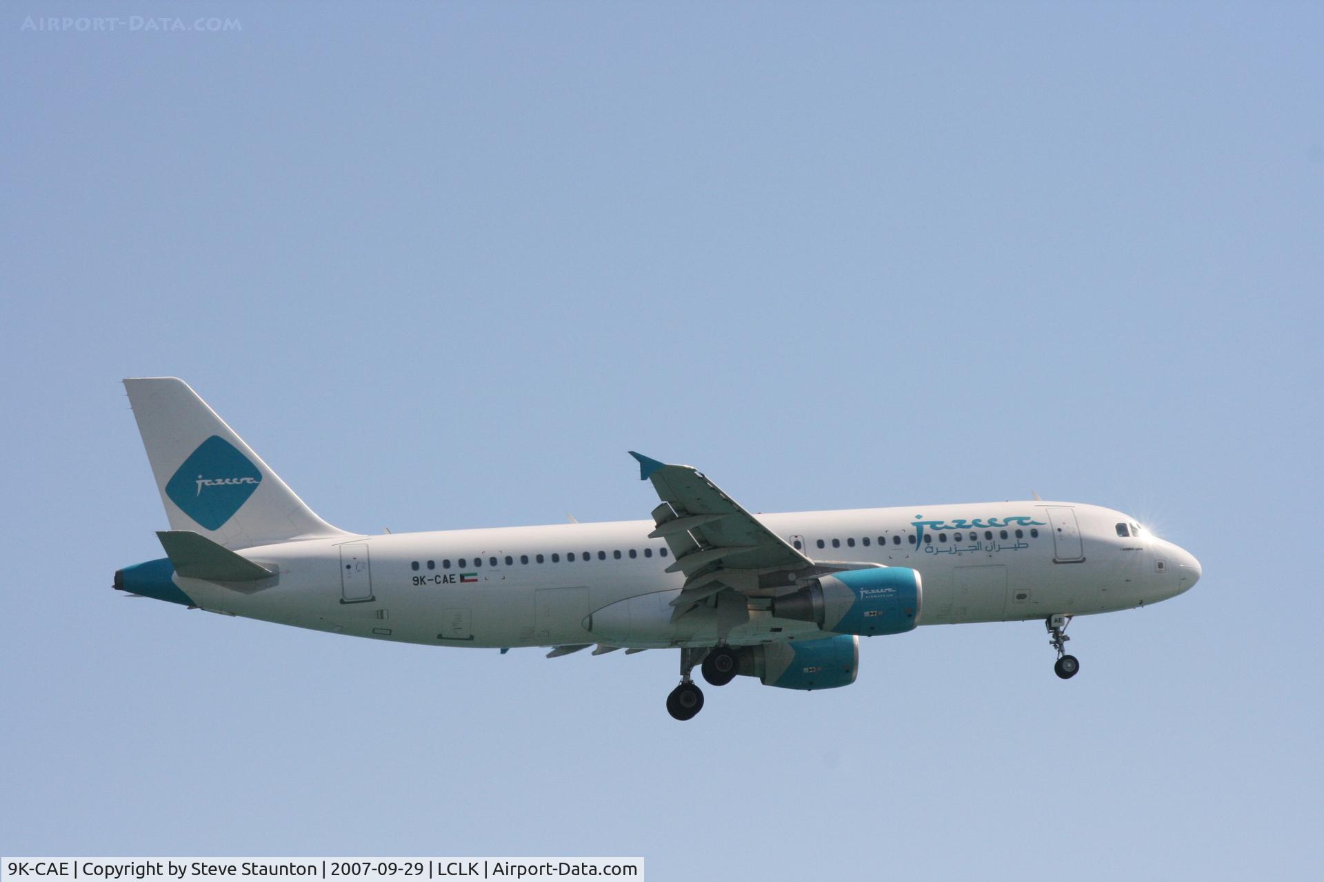 9K-CAE, 2007 Airbus A320-214 C/N 3016, Taken on a beach in Larnaca 29th September 2007