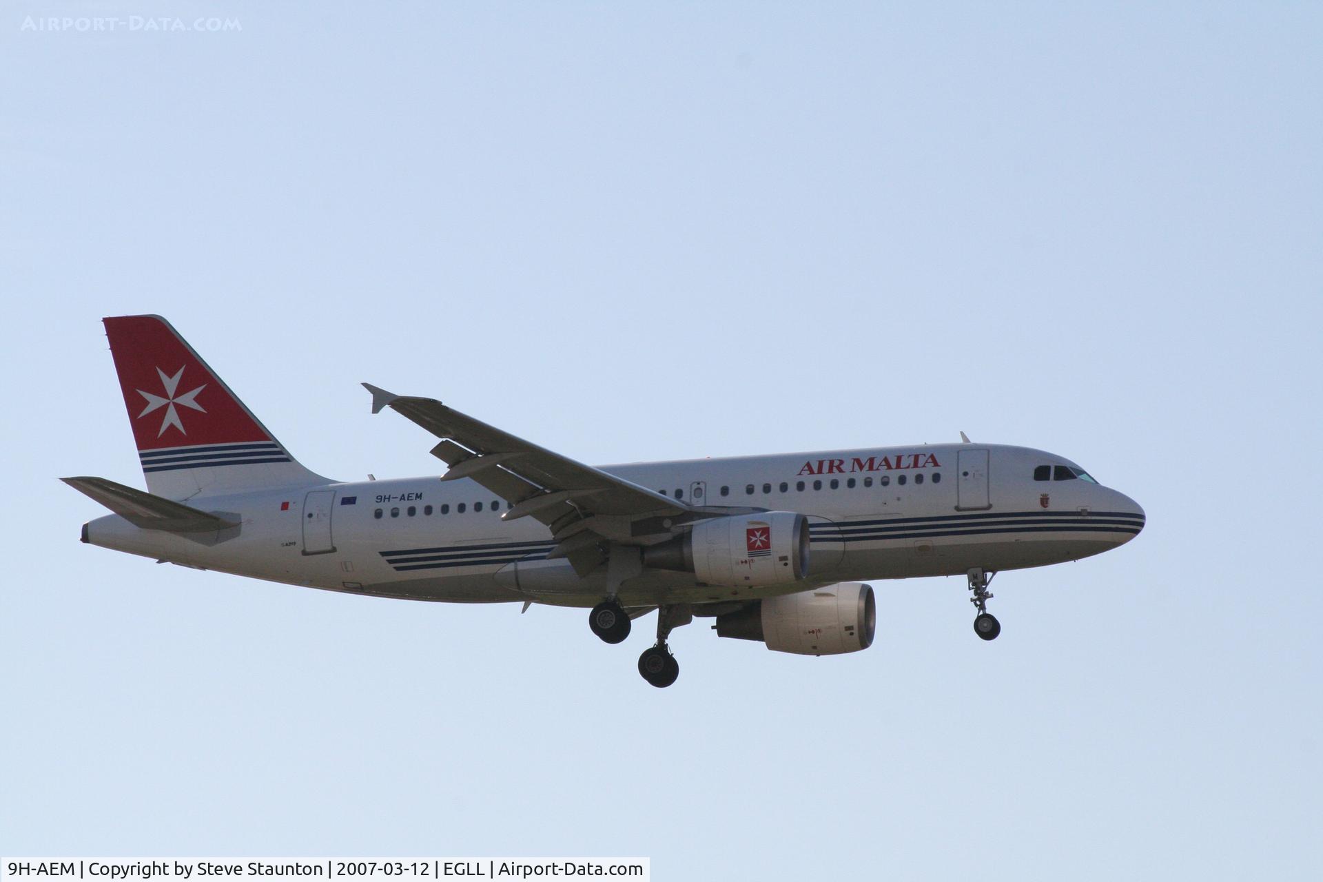 9H-AEM, 2005 Airbus A319-111 C/N 2382, Taken at Heathrow Airport March 2007