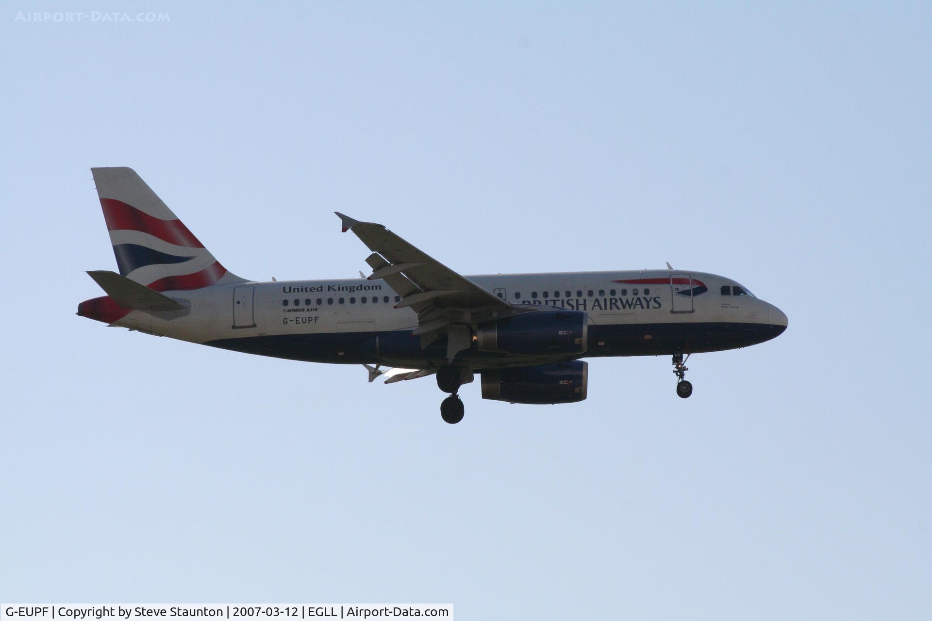 G-EUPF, 2000 Airbus A319-131 C/N 1197, Taken at Heathrow Airport March 2007