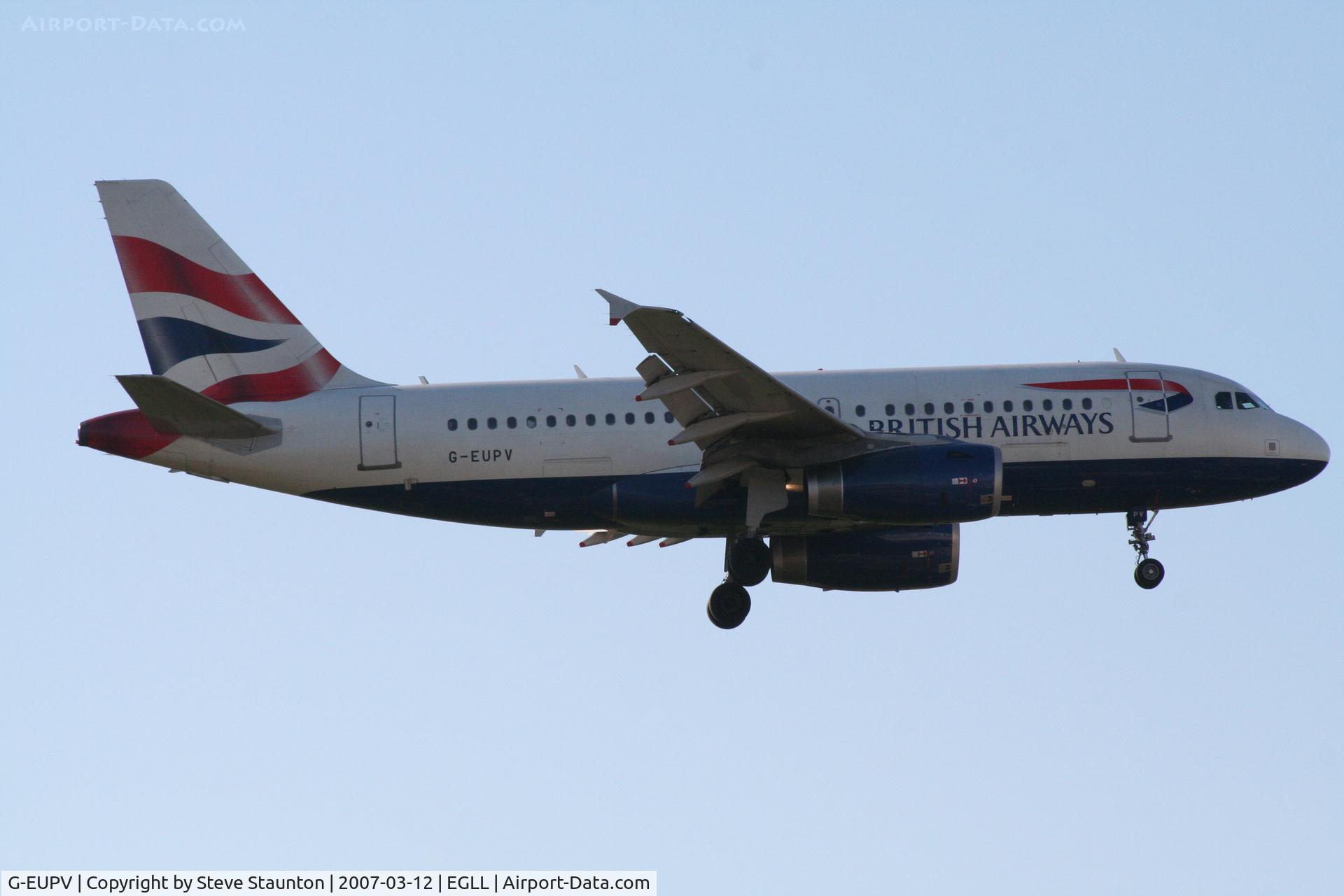 G-EUPV, 2001 Airbus A319-131 C/N 1423, Taken at Heathrow Airport March 2007