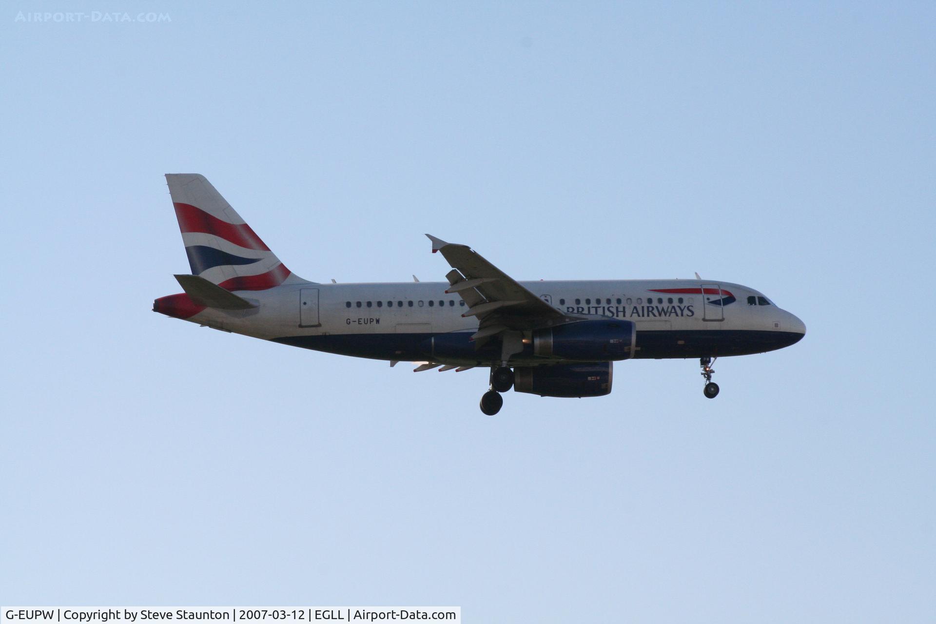 G-EUPW, 2001 Airbus A319-131 C/N 1440, Taken at Heathrow Airport March 2007