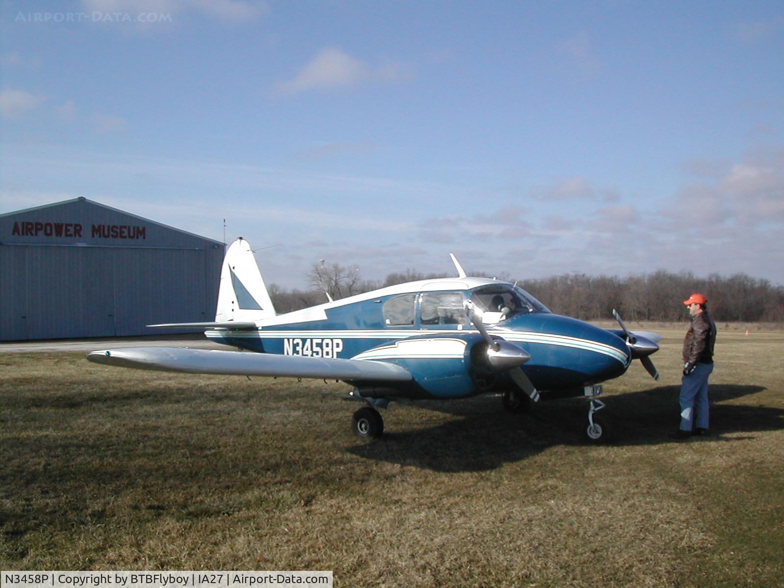 N3458P, 1958 Piper PA-23-160 Apache C/N 23-1430, In front of the Air Power Museum, Antique Airfield, Blakesburg, IA