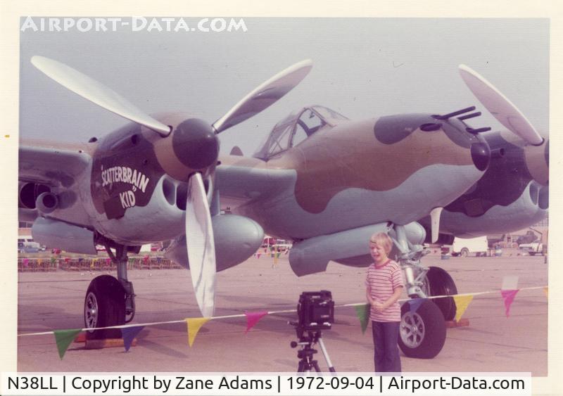N38LL, 1930 Lockheed P-38 Lightning C/N AAF 42-104088, P-38 Scatterbrain Kid at Great Southwest Airport Airshow, Ft. Worth, TX - taken by my father - that's me!