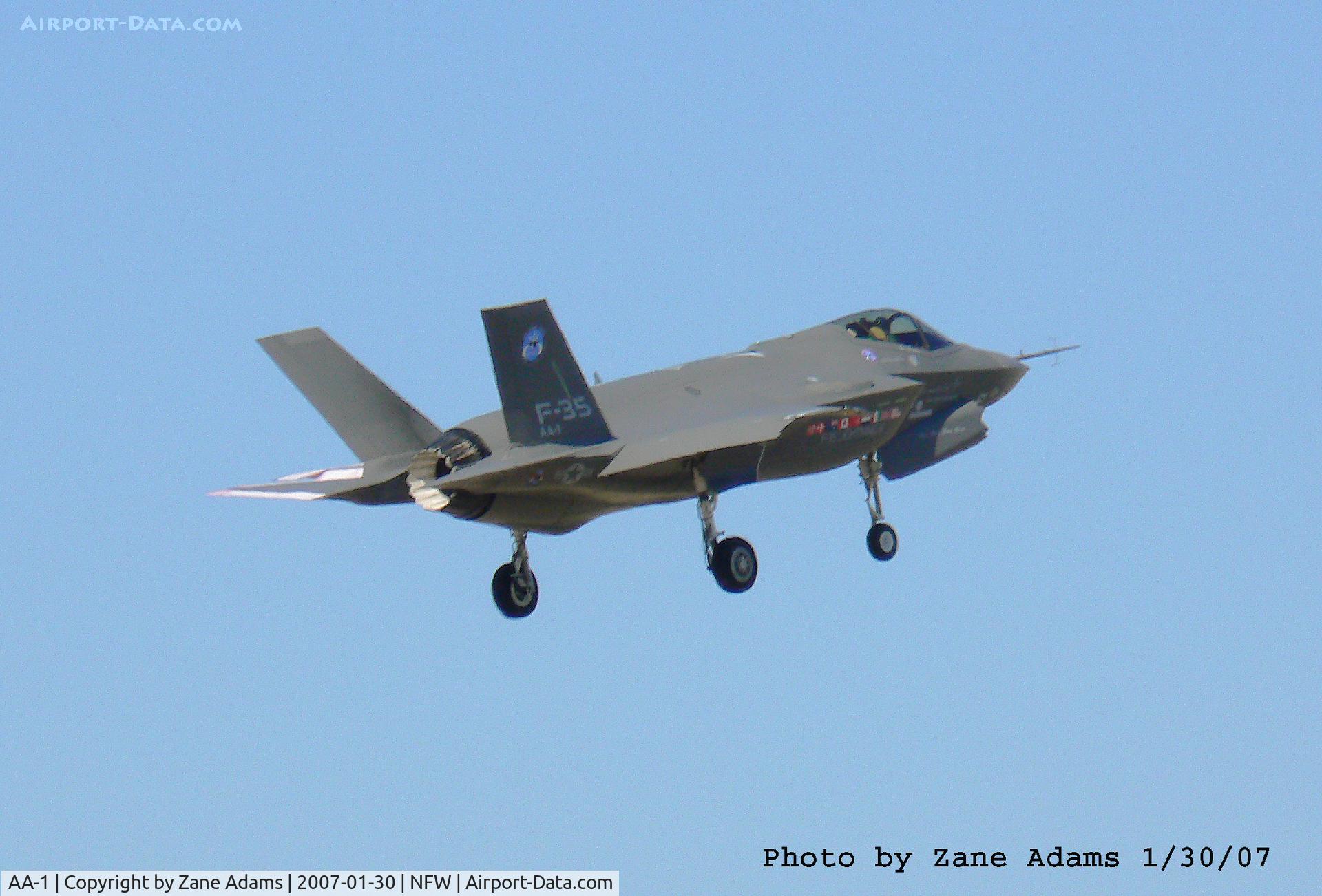 AA-1, 2006 Lockheed Martin F-35A Lightning II C/N AA-1, Landing at Carswell - Ft. Worth