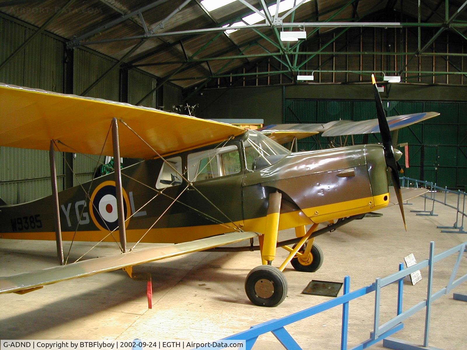 G-ADND, 1936 De Havilland DH.87B Hornet Moth C/N 8097, On display at the Shuttleworth collection Old Warden Aerodrome