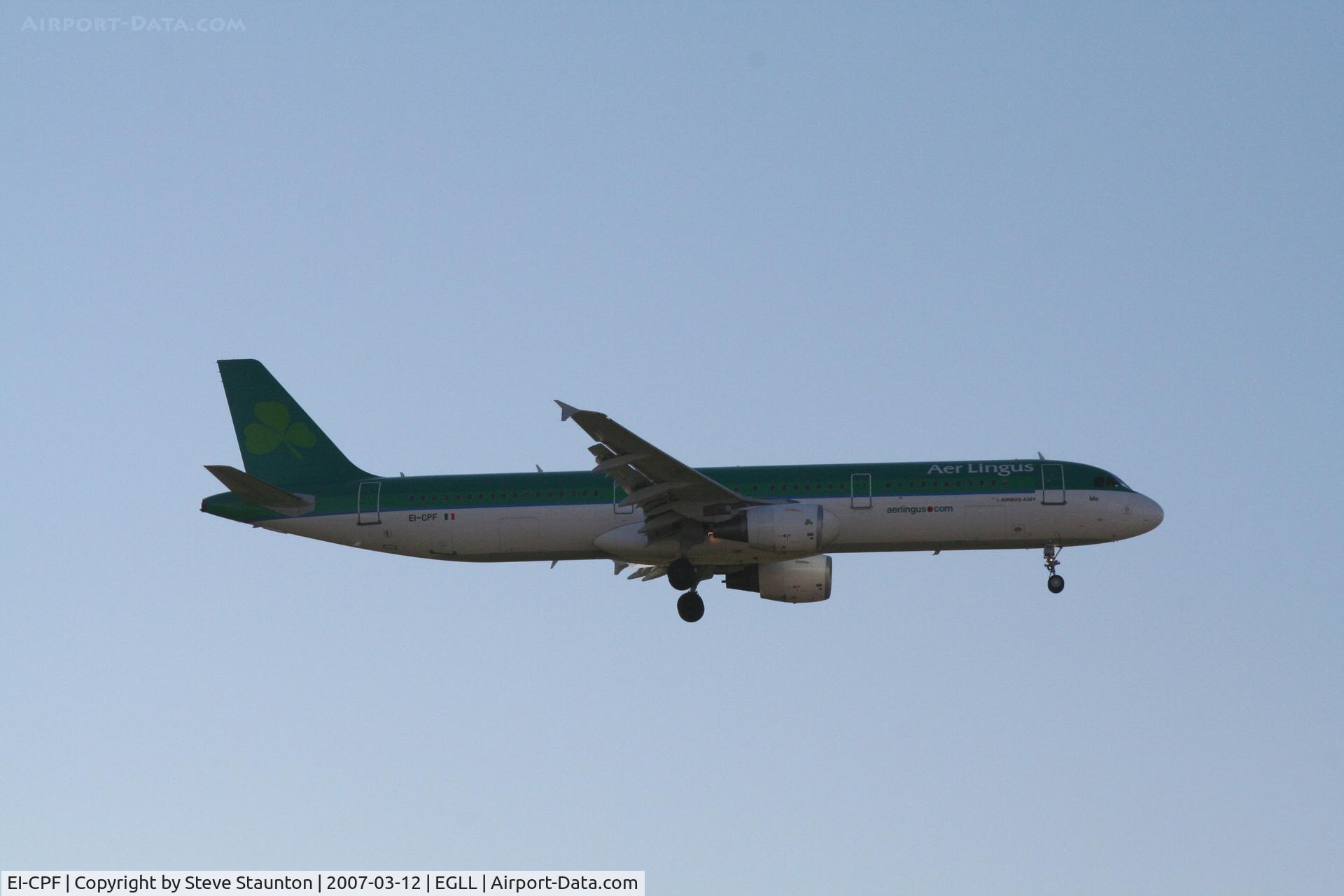 EI-CPF, 1999 Airbus A321-211 C/N 0991, Taken at Heathrow Airport March 2007