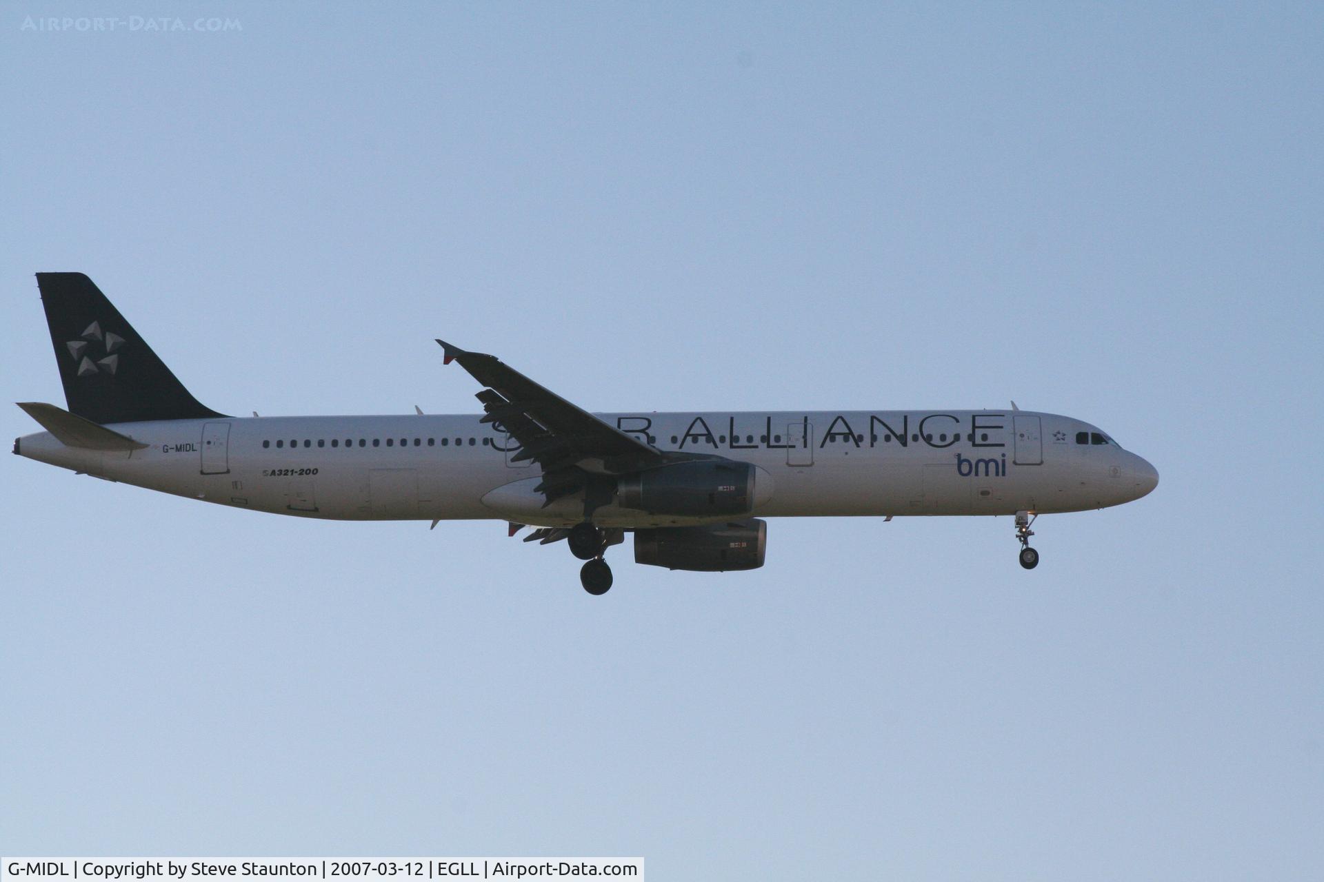 G-MIDL, 2000 Airbus A321-231 C/N 1174, Taken at Heathrow Airport March 2007
