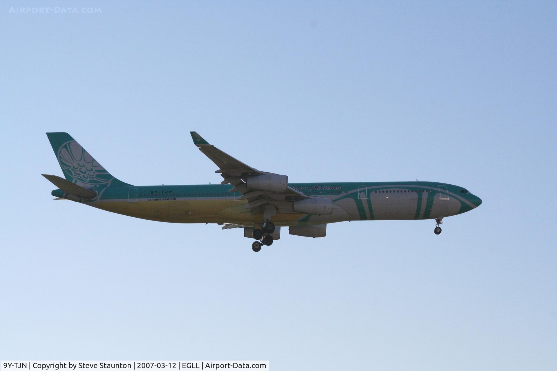 9Y-TJN, 1995 Airbus A340-313 C/N 093, Taken at Heathrow Airport March 2007