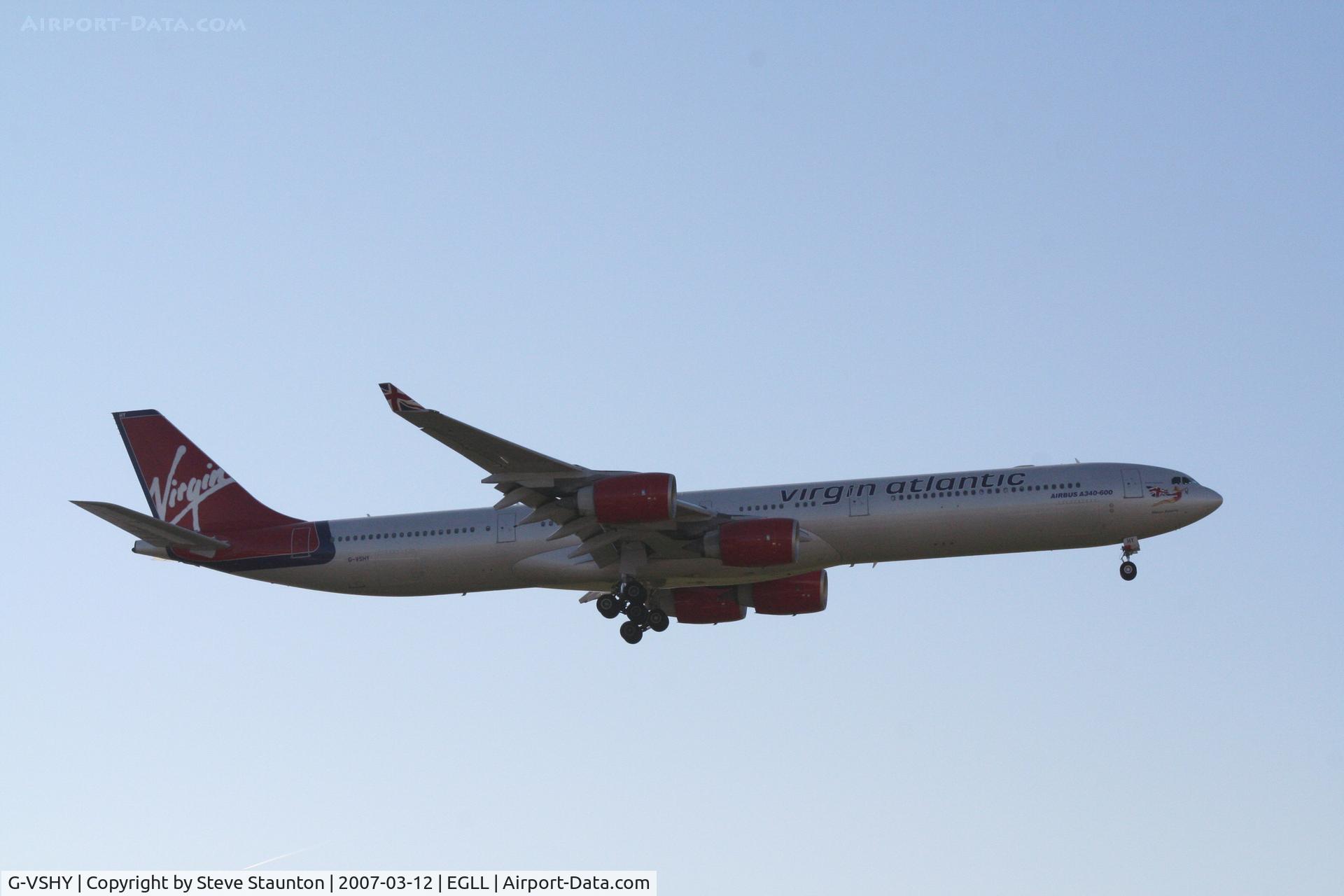 G-VSHY, 2002 Airbus A340-642 C/N 383, Taken at Heathrow Airport March 2007