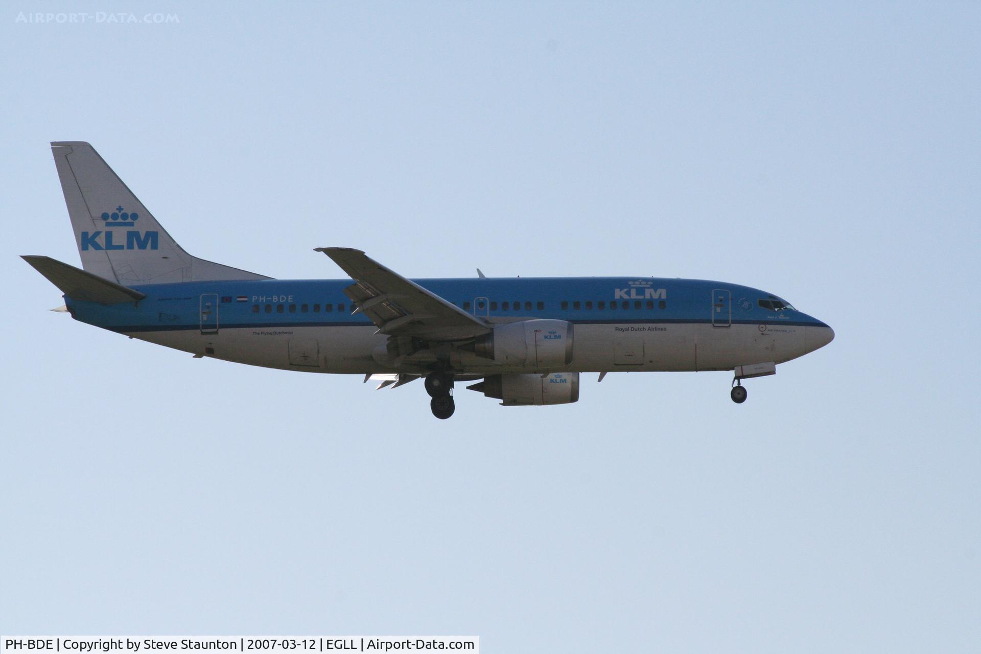 PH-BDE, 1986 Boeing 737-306 C/N 23541, Taken at Heathrow Airport March 2007