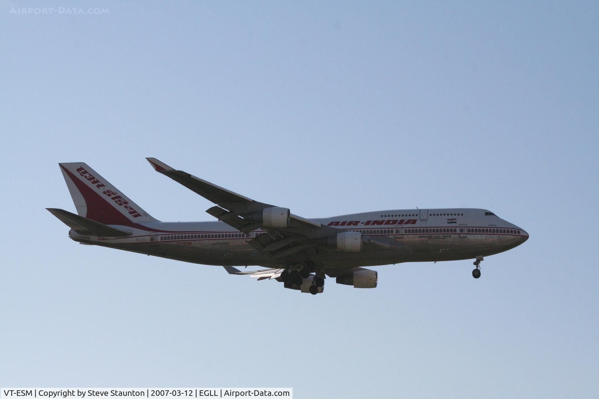 VT-ESM, 1993 Boeing 747-437 C/N 27078, Taken at Heathrow Airport March 2007