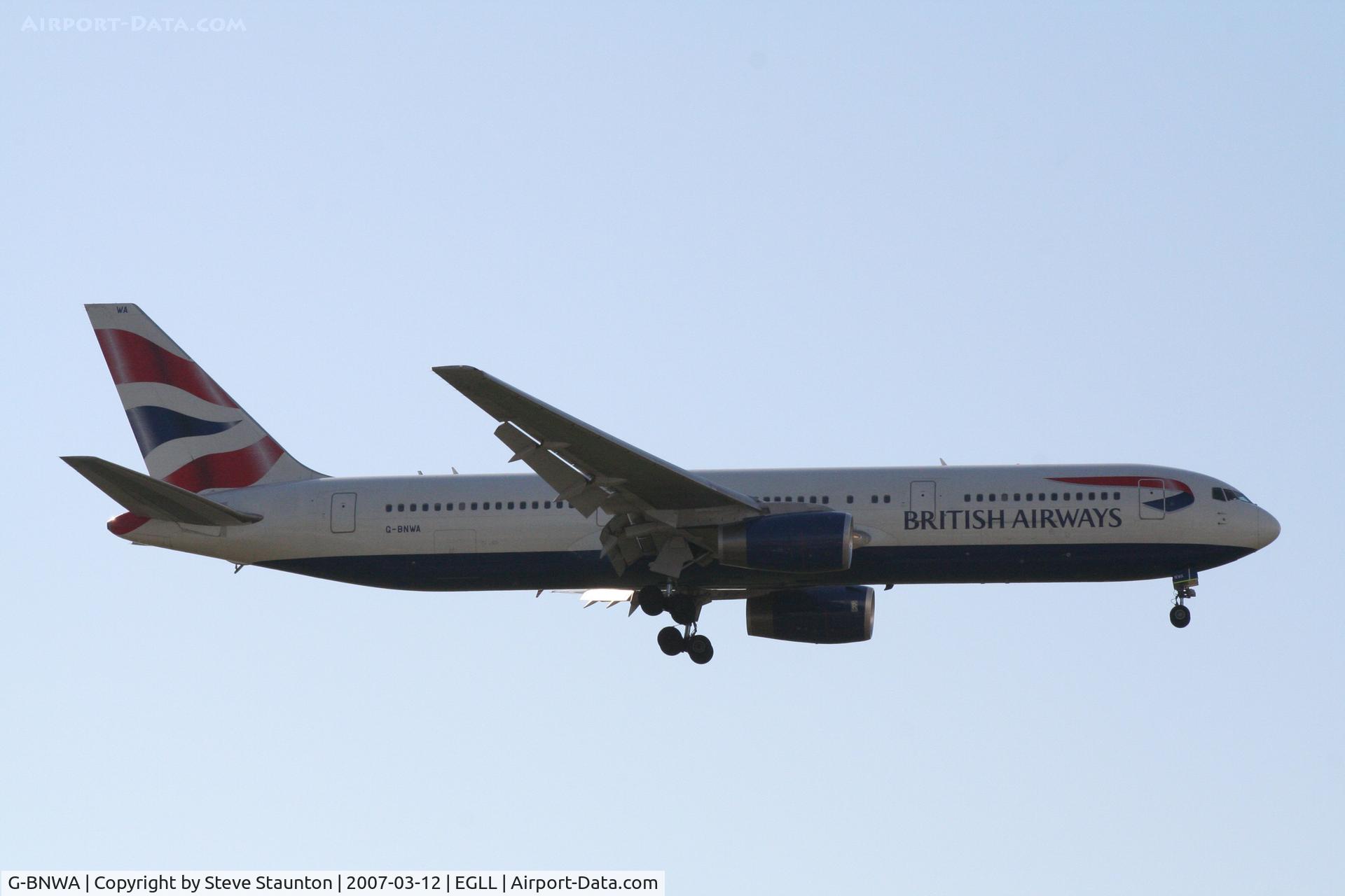 G-BNWA, 1989 Boeing 767-336 C/N 24333, Taken at Heathrow Airport March 2007