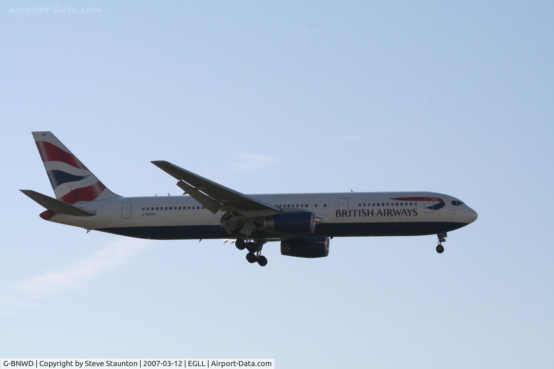 G-BNWD, 1989 Boeing 767-336 C/N 24336, Taken at Heathrow Airport March 2007