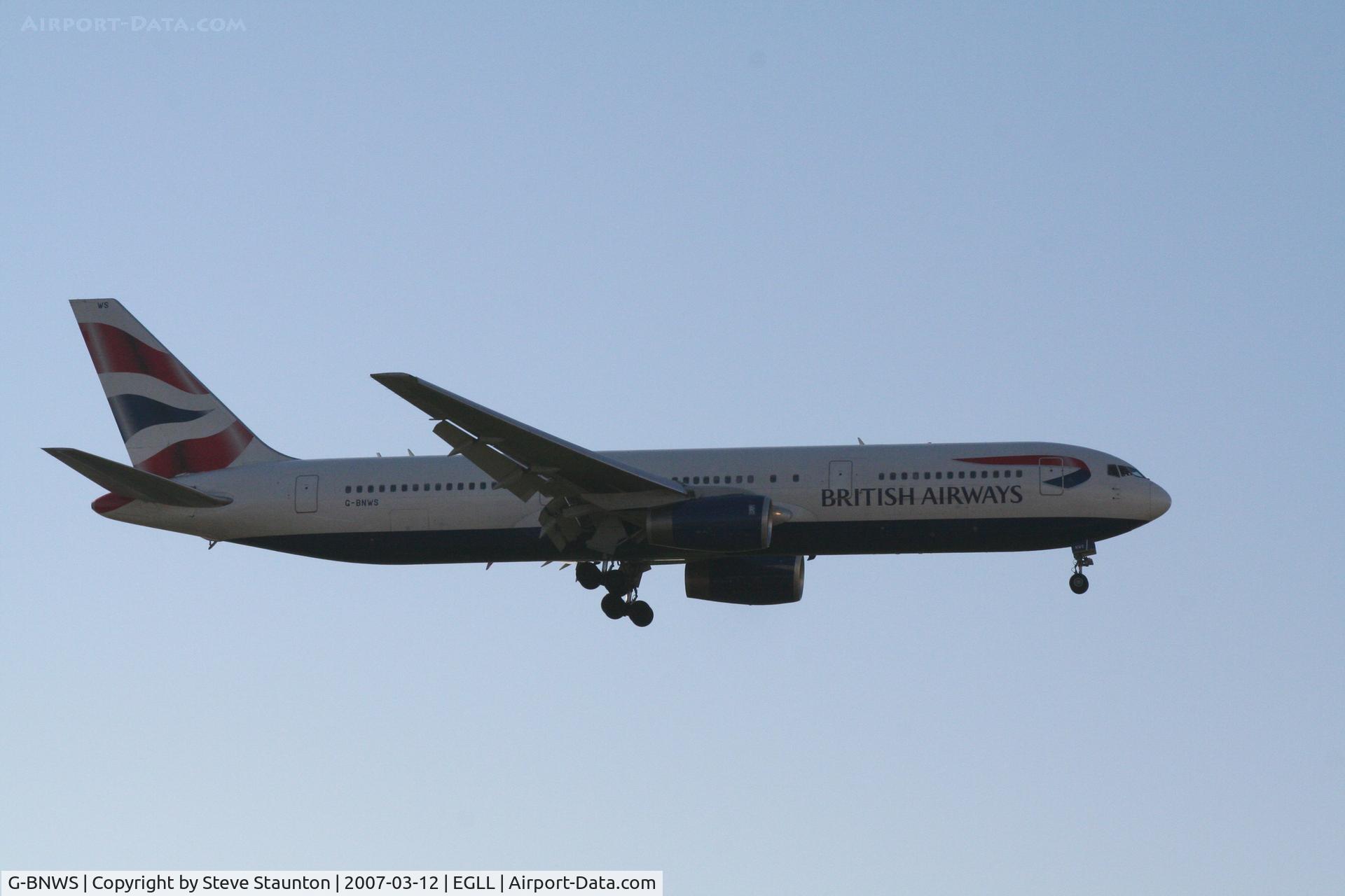 G-BNWS, 1992 Boeing 767-336 C/N 25826, Taken at Heathrow Airport March 2007