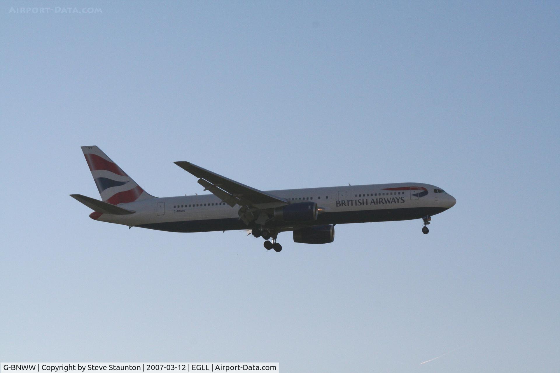 G-BNWW, 1993 Boeing 767-336/ER C/N 25831, Taken at Heathrow Airport March 2007