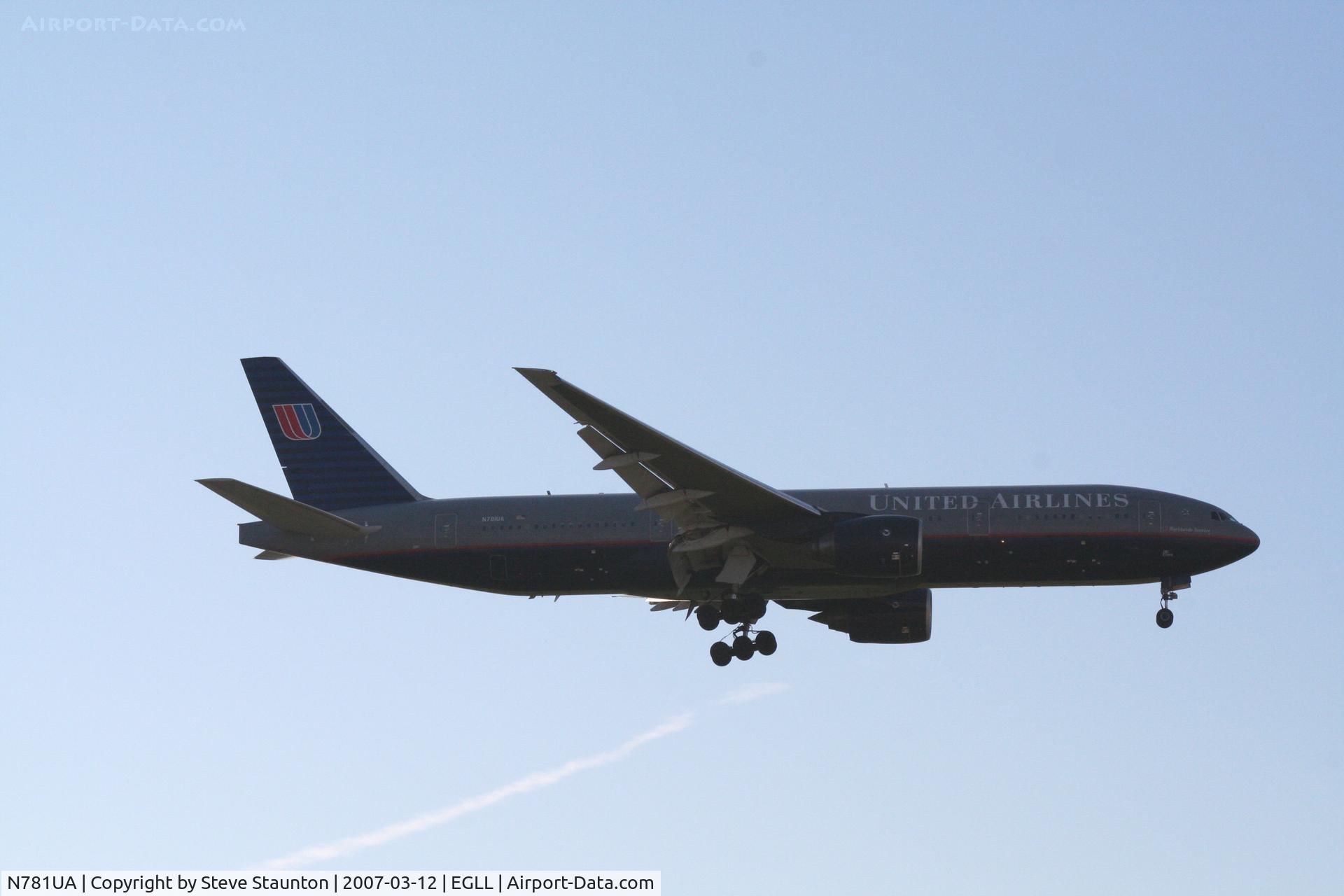 N781UA, 1996 Boeing 777-222 C/N 26945, Taken at Heathrow Airport March 2007