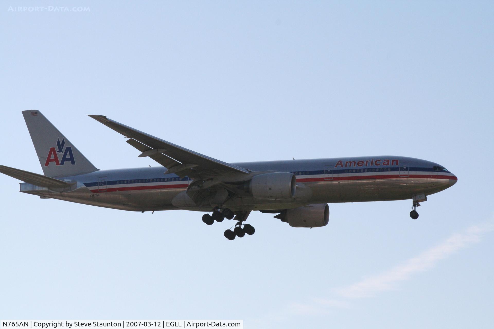 N765AN, 2003 Boeing 777-223 C/N 32879, Taken at Heathrow Airport March 2007