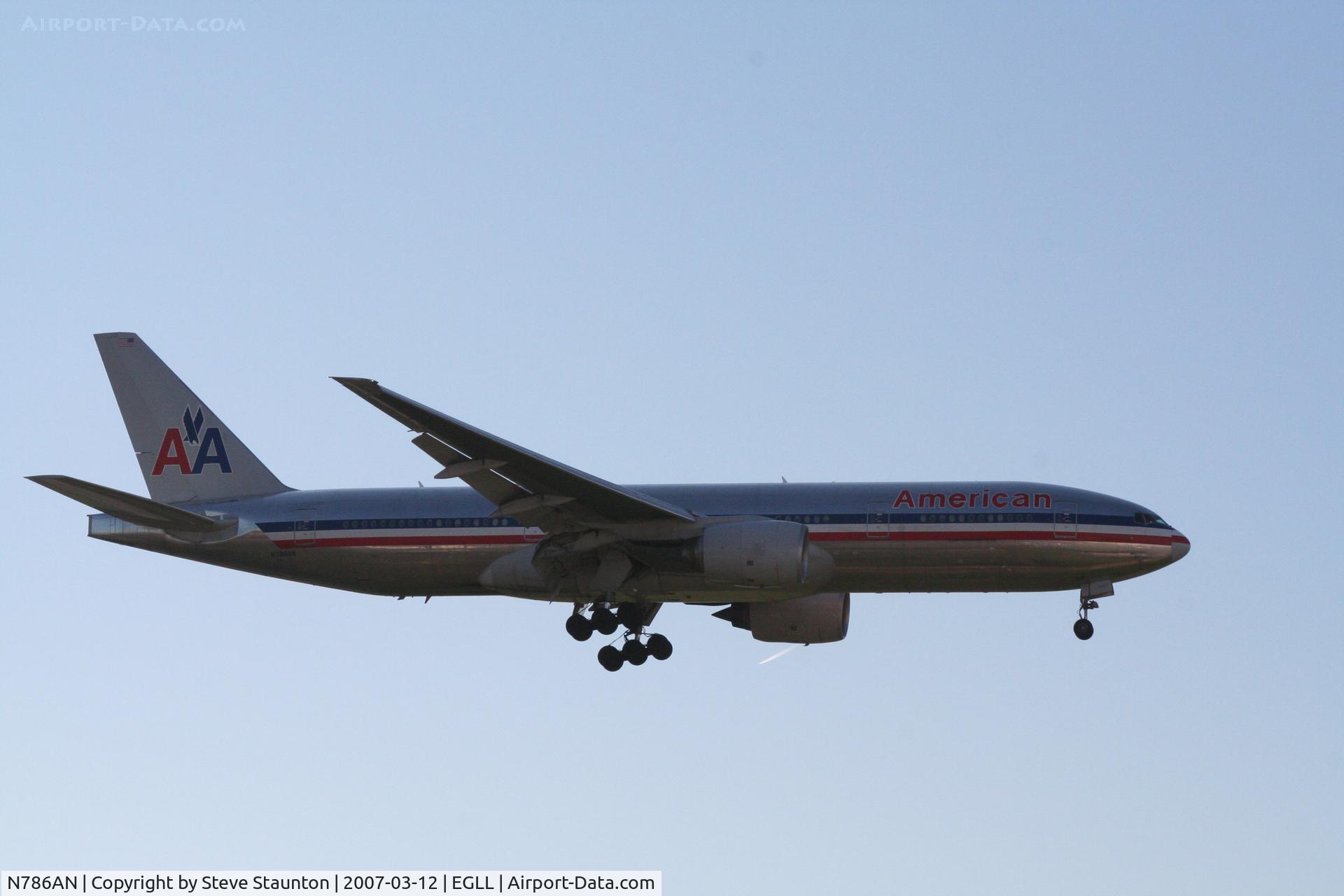 N786AN, 2000 Boeing 777-223 C/N 30250, Taken at Heathrow Airport March 2007